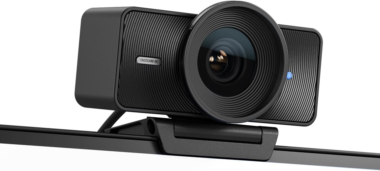 Elgato Facecam 4K – 4K60 Studio Webcam, DSLR-Like Control, Cinematic Effects, 49mm Lens Filters, HDR, Uncompressed Video, Optimized Focus Area | USB-C for PC & Mac | Sony Sensor, 49mm Lens Filter Support, Cinematic Effects, No Compression, Works with OBS/Zoom/Teams