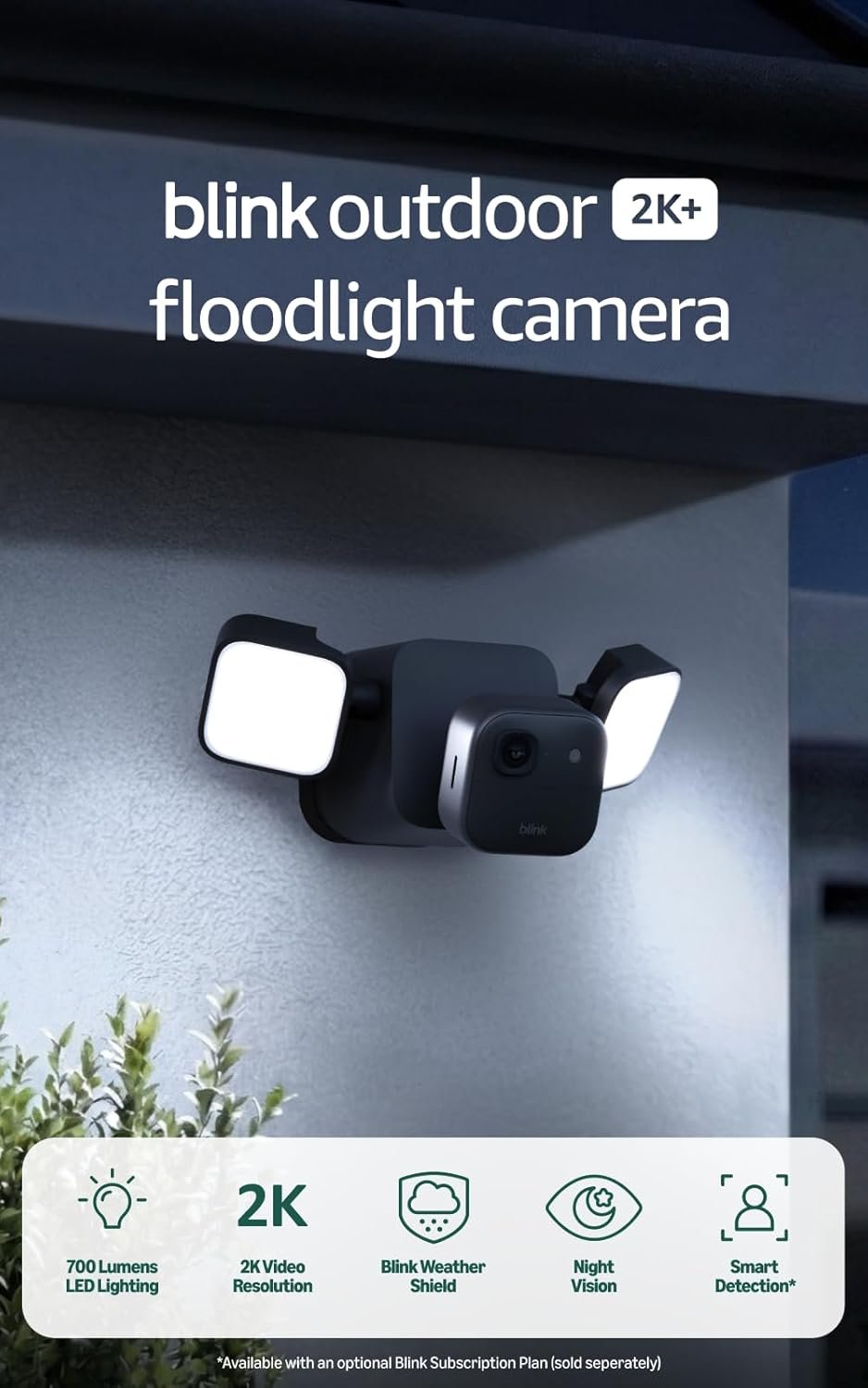 Blink Outdoor 2K+ Floodlight Camera (newest model) — Wireless smart security camera, 2K video resolution, 700 lumens, two-year battery life, Sync Module Core included — 1 camera system