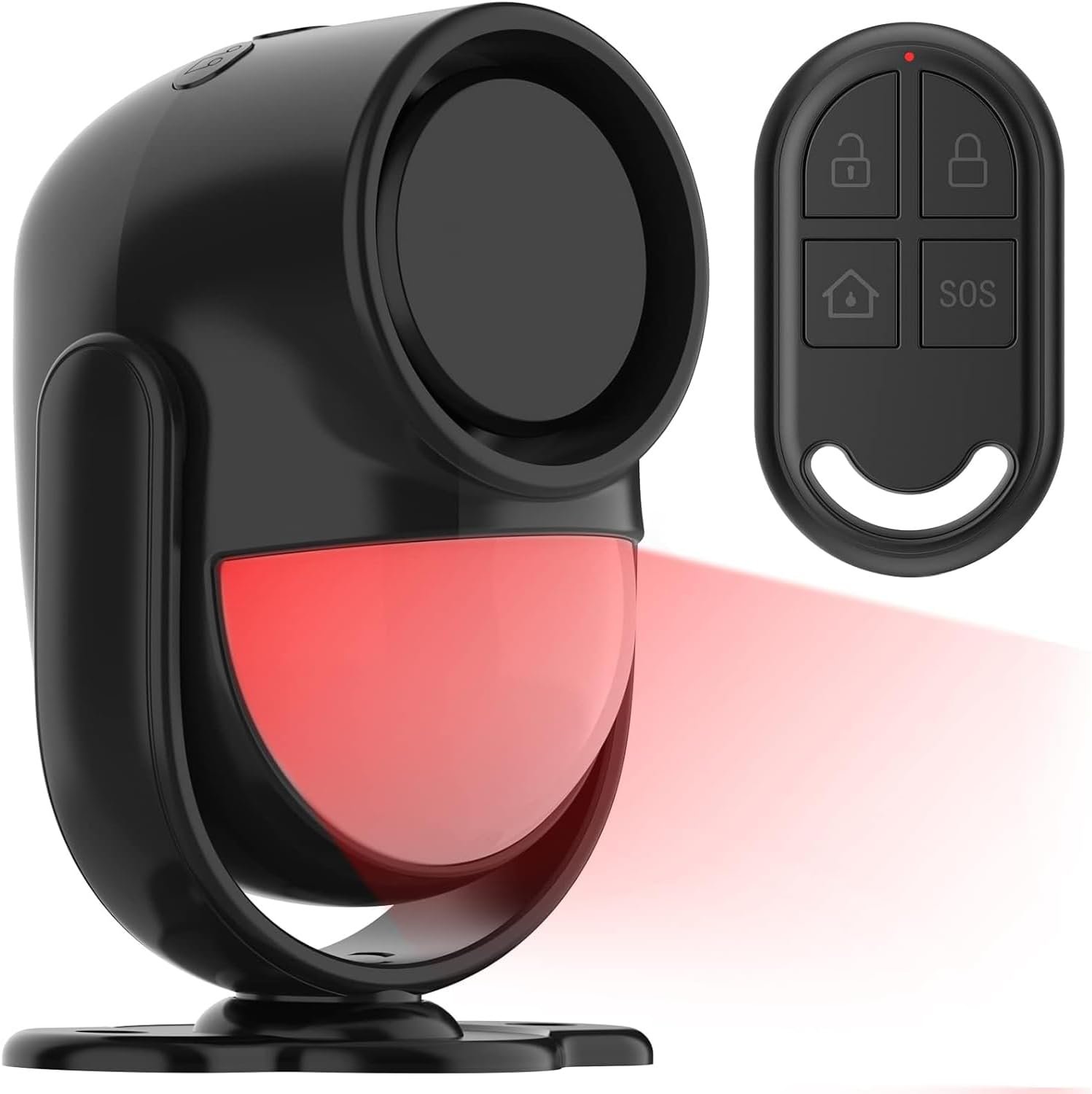 125dB Loud Motion Sensor Alarm with 328ft Remote Control (40ft PIR Detector, 3*AA Batteries), Indoor Wireless Infrared Security Motion Detector with Siren for Home/Shed/Garage/Van (Black)