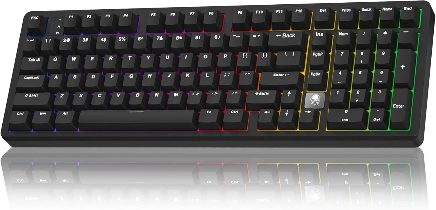 LEOBOG HI98C Pro Wireless Mechanical Gaming Keyboard, Tri-Mode Wired/2.4G/BT5.0 Hot Swappable Aluminum Keyboards with Number Pad, RGB Backlit Gasket Mount Black Custom Keyboard for PC Gaming & Office