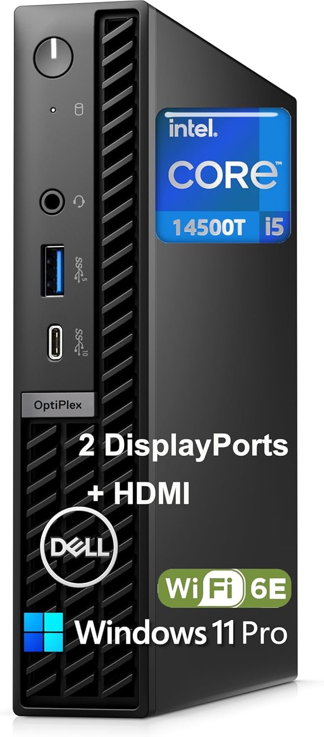 Dell OptiPlex 7020 MFF Intel i5-14500T 14-Core Processor Dual DisplayPort Desktop Computer, 16GB DDR5 RAM, 512GB PCIe SSD, WiFi 6E, Bluetooth, HDMI, Micro Form Factor Business Mini PC, Windows 11 Pro