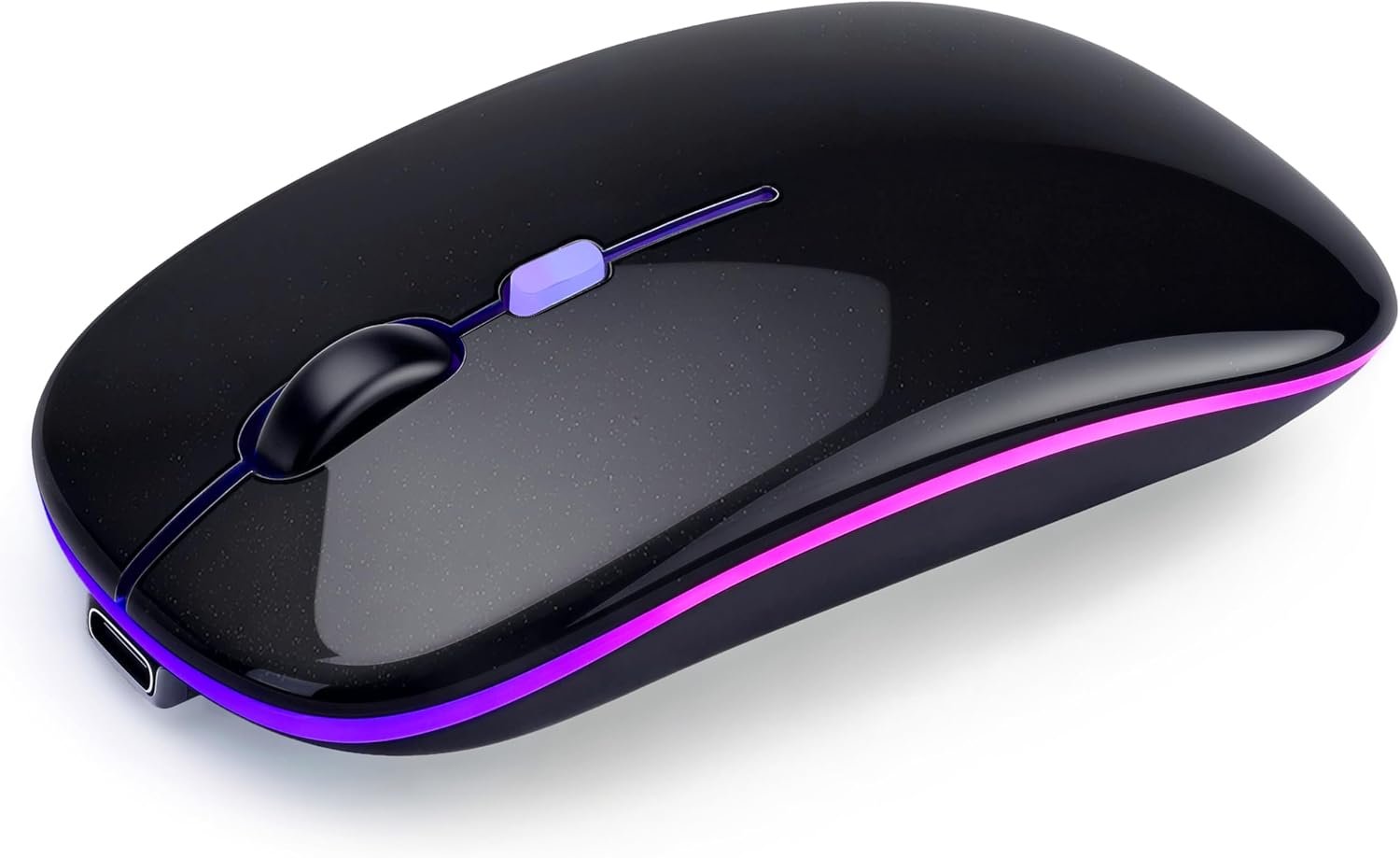 Wireless Bluetooth Mouse Rechargeable Long Lasting Dual Mode – BT 5.2 & 2.4G Silent RGB LED Mice, Slim Portable Ergonomic Mouse for Laptop/PC/Tablet/MacBook/iPad/Apple Devices(Black)