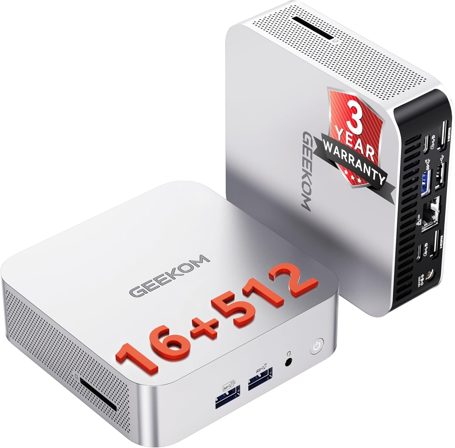GEEKOM A5 Pro Premium Mini PC,AMD Ryzen5 7430U|16GB RAM(up to 96GB) 512GB SSD|Quiet＆Power-Saving|Win11 Pro|8K Graphic Design|HDMIx2|6xUSB|Wi-Fi 6|BT 5.2|SD Slot|for Office＆Home IT Coding,Education