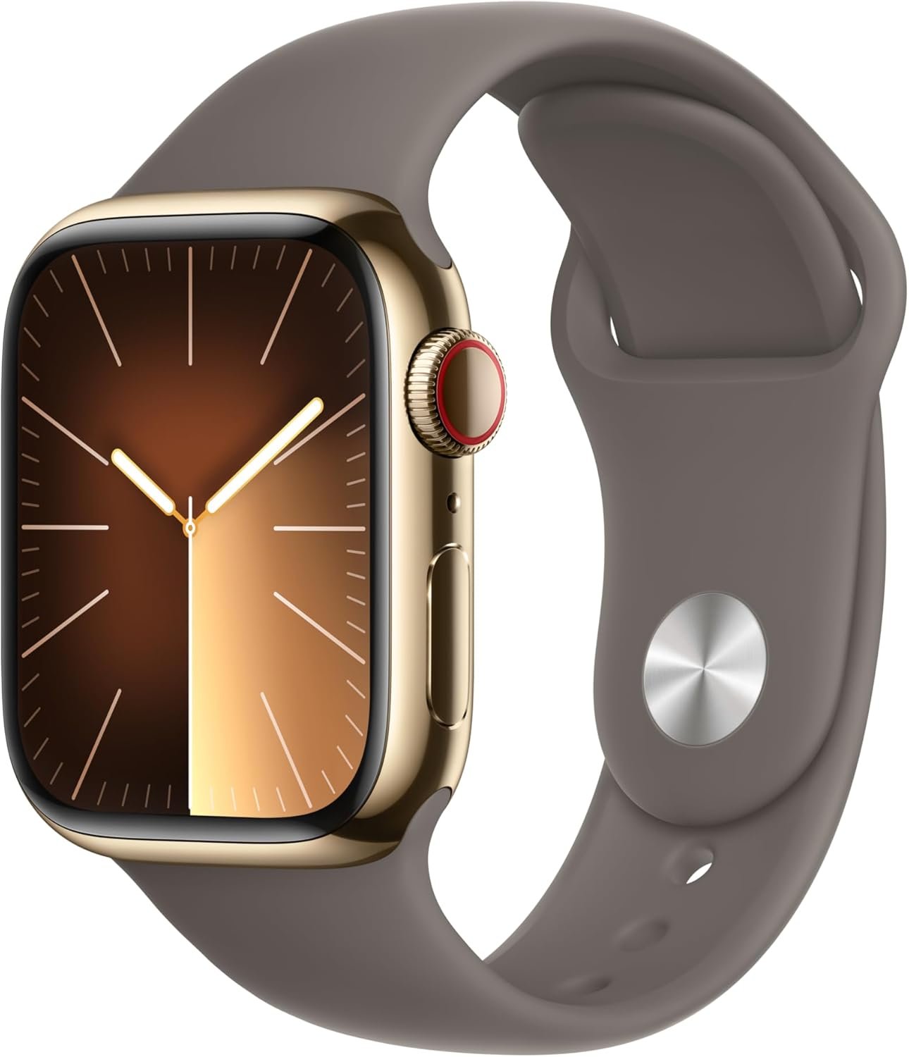 Apple Watch Series 9 [GPS + Cellular, 41mm] – Gold Stainless Steel Case with Gold Sport Band, S/M (Renewed)