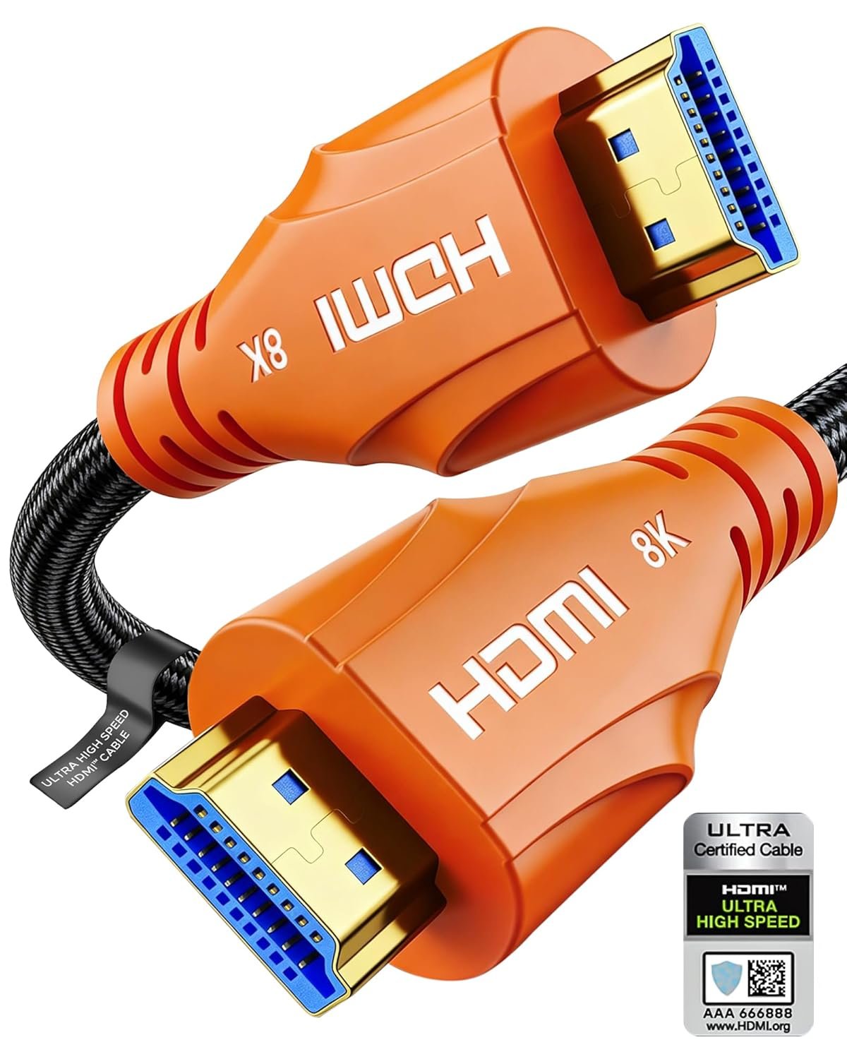 Cratree 8K HDMI Cable 10FT – HDMI Cord 48Gbps,High Speed HDMI Cable Gaming,Supports 8K 60Hz,4K 120Hz,HDR/eARC/HDCP 2.2&2.3,Compatiblefor Monitor,Projector,HDTV and DVD Player