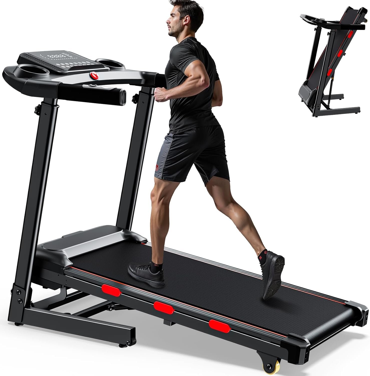3.5 HP Treadmill with Auto Incline for Home – Heavy Duty Running Treadmill with Handle Bars, Speaker