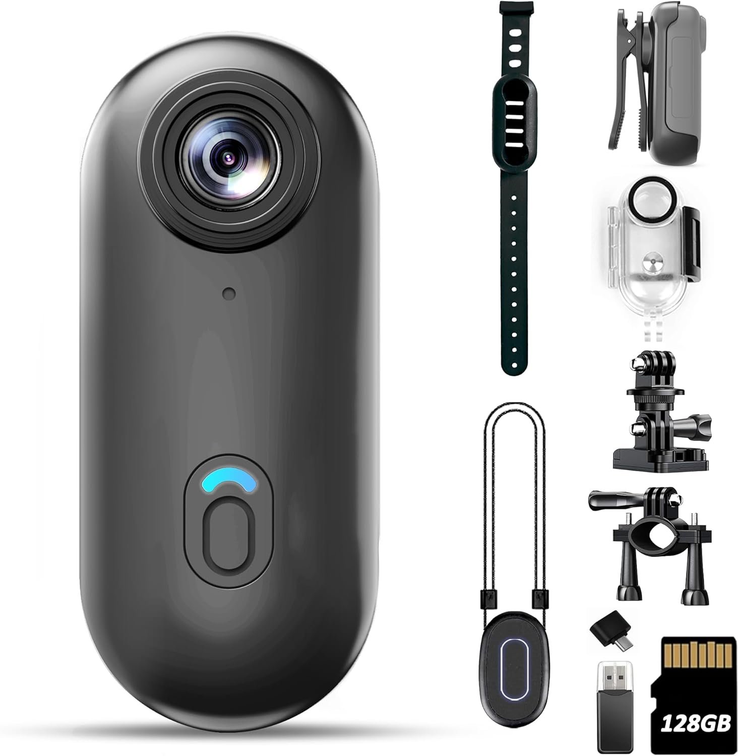 4K 128GB Mini Body Camera – Magnetic Thumb-Sized Action Cam with Video & Audio Recording, Hands-Free, Waterproof, Suitable for Vlog Creation, Work Record, Pet Walking, Travel Shooting & Daily Use