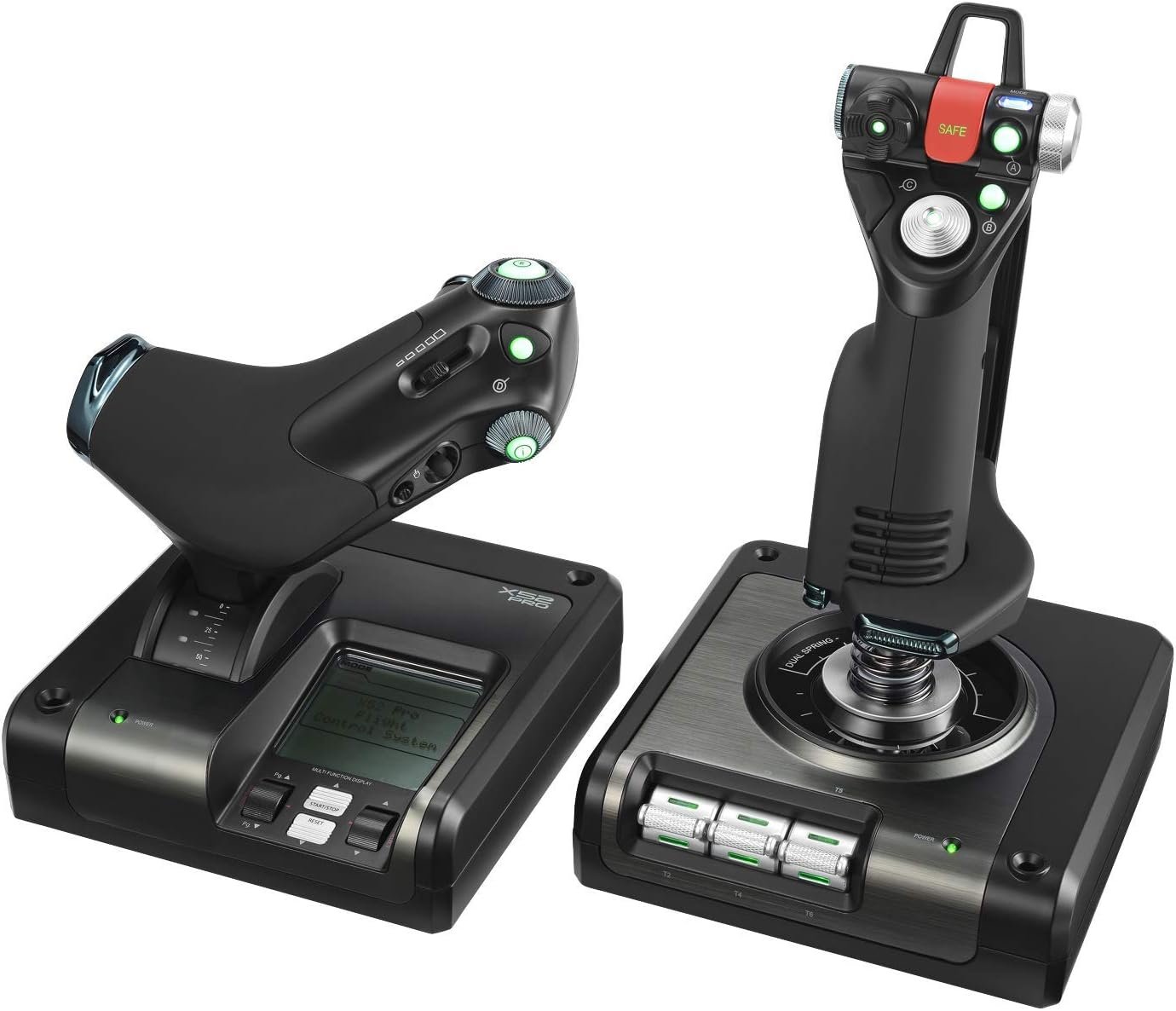 Logitech G X52 Pro USB Flight Control System – HOTAS Joystick and Throttle for Flight Simulators – LCD Display, 3D Twist Rudder, Programmable Commands, USB 2.0 – Compatible with Windows PC