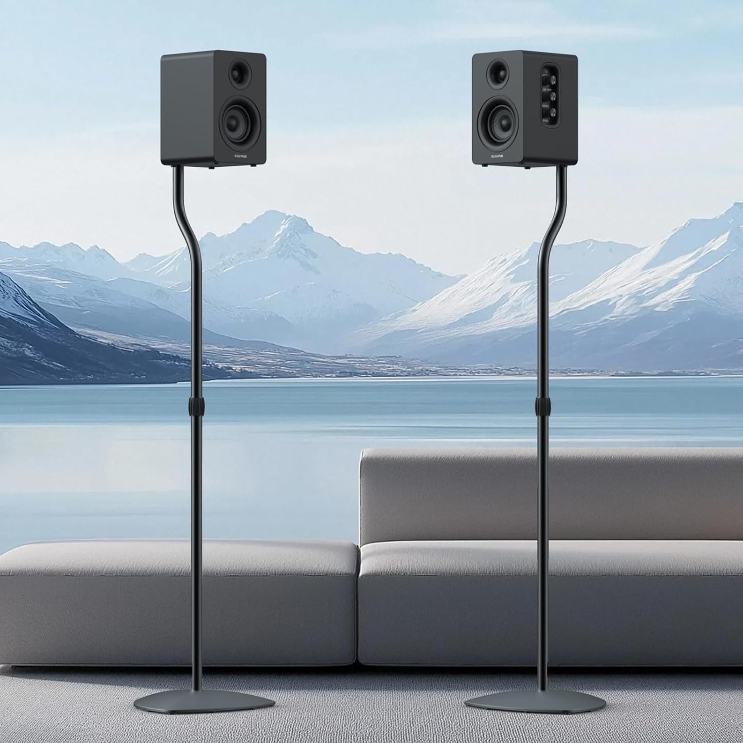 Anautin Universal Speaker Stands Pair, Satellite & Bookshelf Speaker Stands-28-38in Adjustable, Surround Sound Speaker Stand for Home Theater, Compatible to Sony/Bose/JBL/Sonos/Klipsch/Edifier/Polk