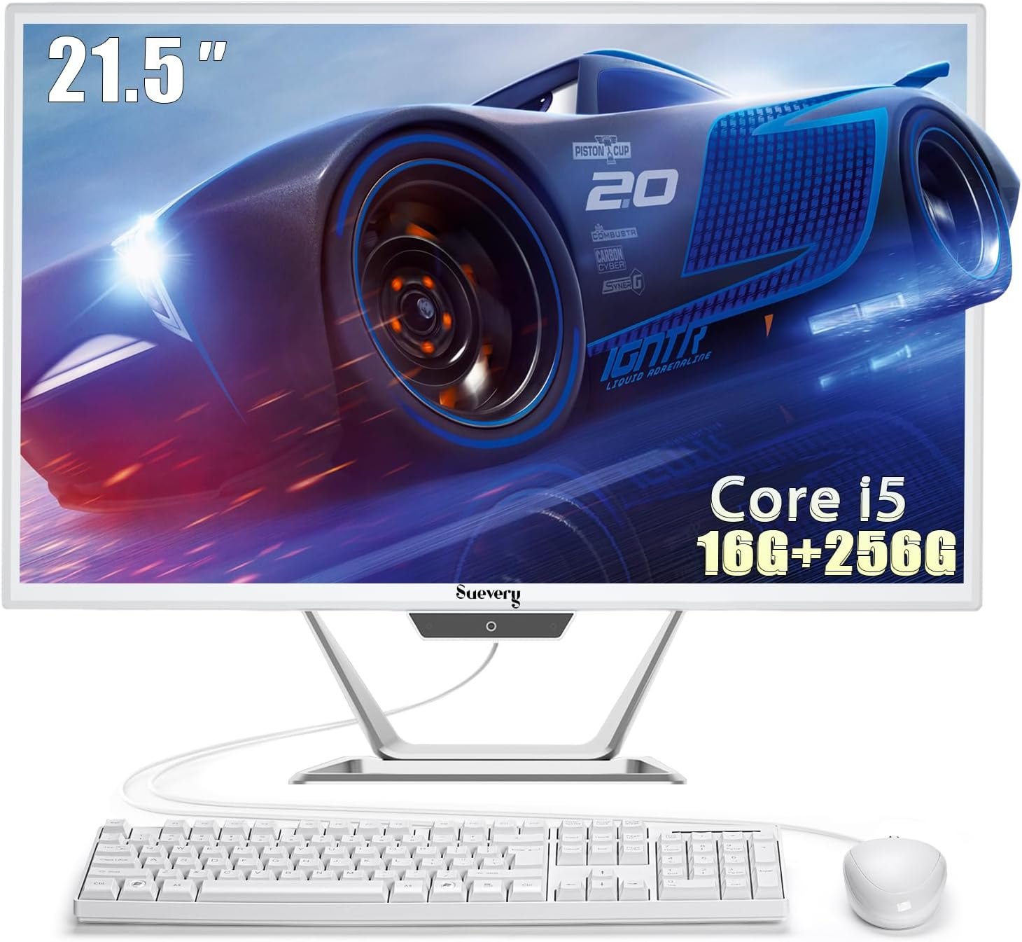 suevery All-in-One Desktop Computer Wi-Fi6 Gaming All in One Business PC White Business AIO Home Office Includes Keyboard & Mouse (I5-16G-256G)