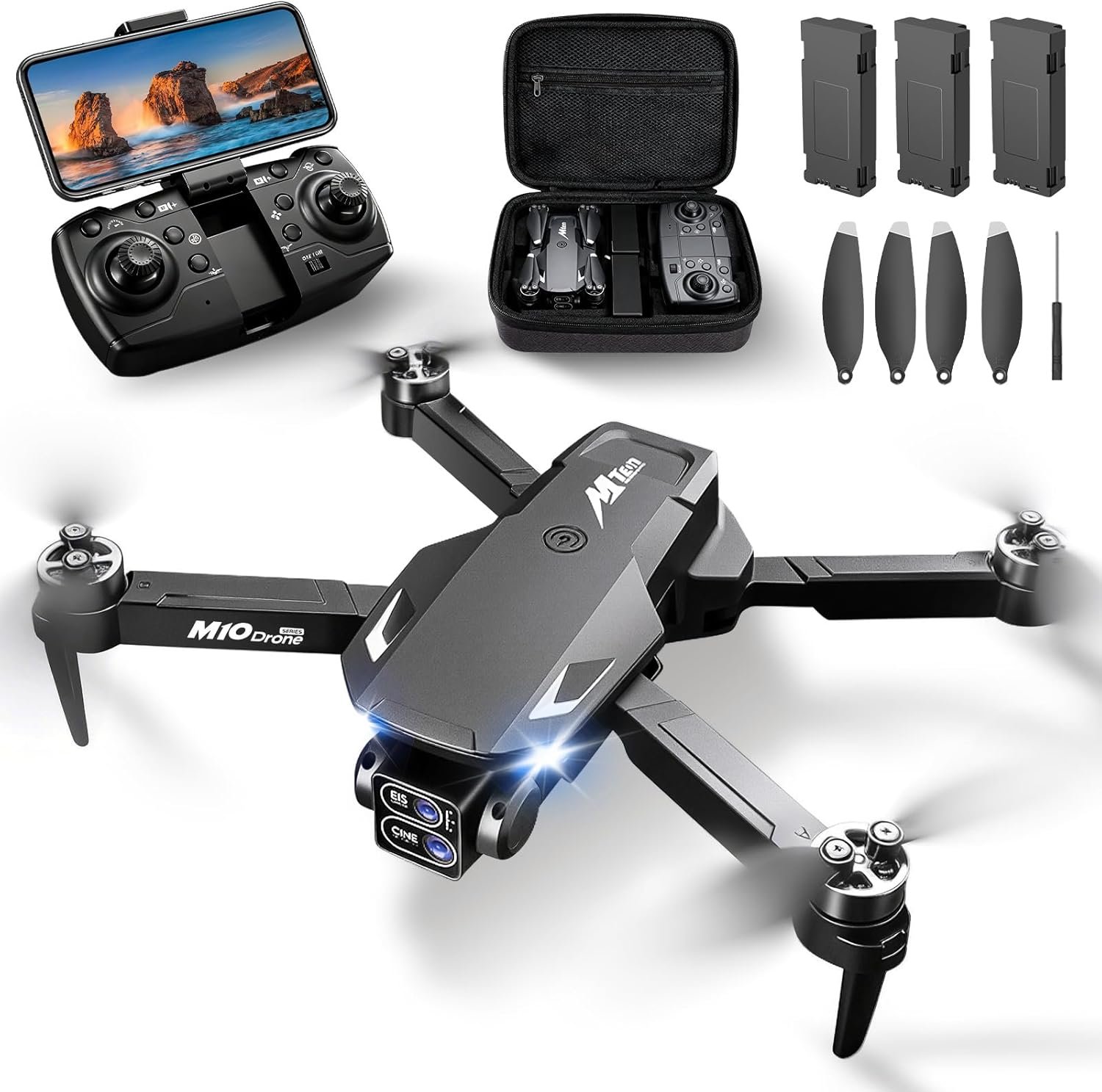 4K Drones with Camera for Adults,Foldable Drone for Beginners with 3 Batteries 36-Min Flight Time,HD FPV Transmission Drone,Mini RC Quadcopter with Gesture Selfie,One Key Start,Altitude Hold,3D Flips,3 Speed Modes Easier to use,Black