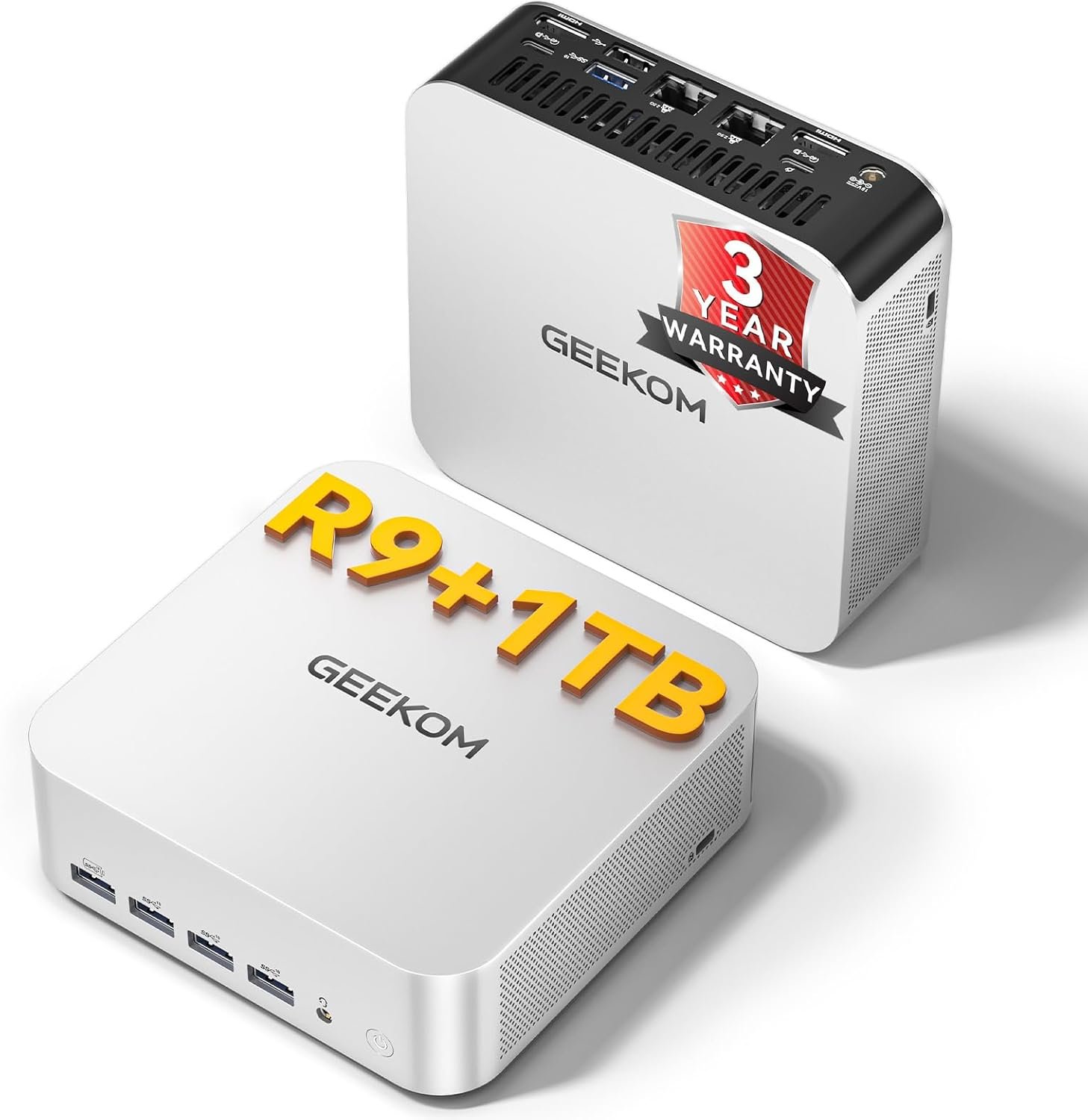 GEEKOM [2026 Multitasking Edition Mini PC AI A7 MAX with AMD Ryzen 9 7940HS(Beats 6900hx) 16GB DDR5&1TB SSD(Expandable) 8K Mini Computers(3-Year Coverage) Home |Office|Radeon 780M|Light Creation