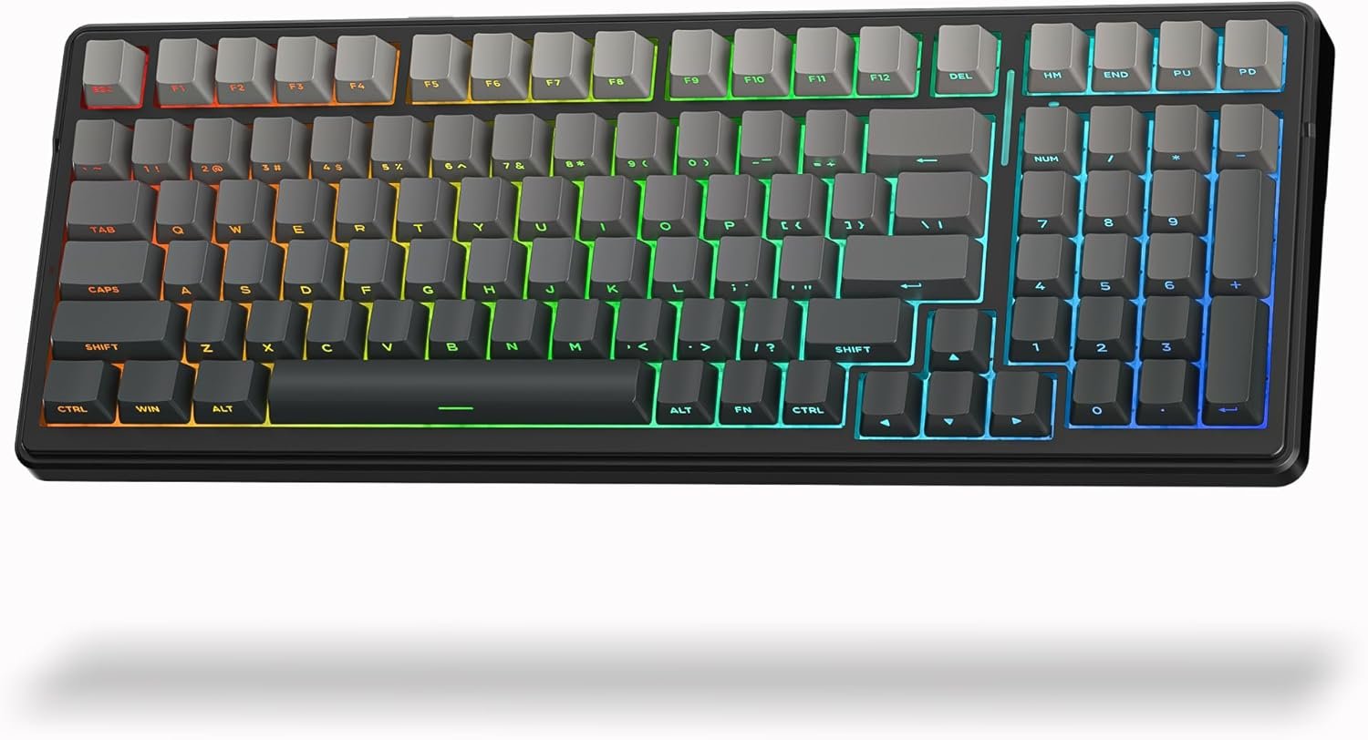 Aula F99 Wireless Mechanical Keyboard, Side Printed PBT Keycaps, Gasket Structure Hot Swappable, Creamy Sound, RGB Backlit, Tri-Mode 2.4GHz/BT5.0/USB-C PC Gaming Keyboard for PC/Laptop/Tablet