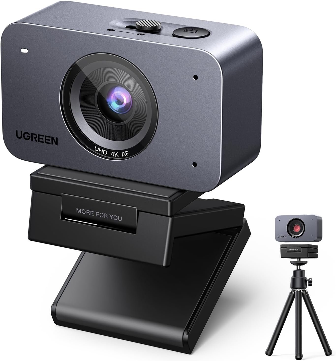 UGREEN FineCam 4K Webcam for PC/Mac, 1080P 60FPS with 1/2.55″ Sensor, Auto Focus, AI Noise-canceling Microphone, Portrait Mode for Streaming, Conference, OBS, Zoom, Teams, with Privacy Cover, Tripod
