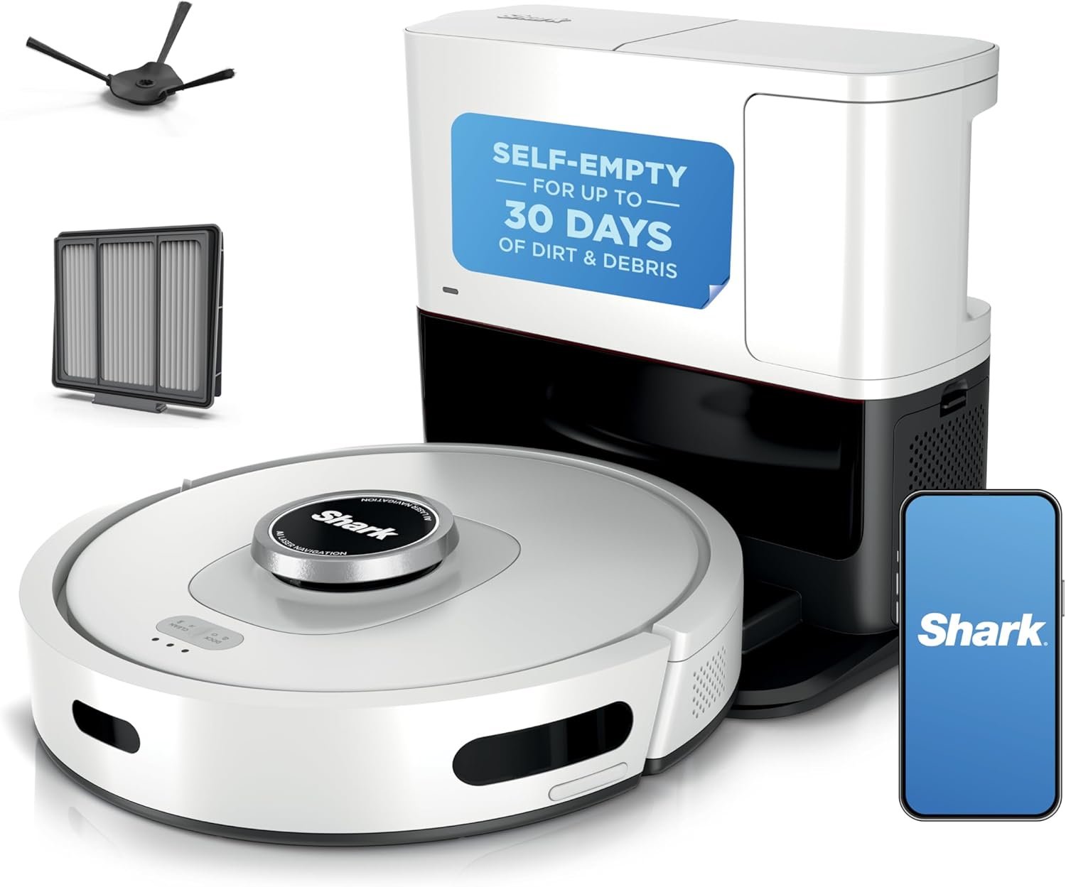 Shark Matrix Clean | Robot Vacuum Cleaner with Powerful Suction for Pet Hair, Rugs, Carpets & Hard Floors | Self-Empty Base | 60-Day Capacity | Voice Control | LiDAR Navigation | Cool Grey | AV2511AE​