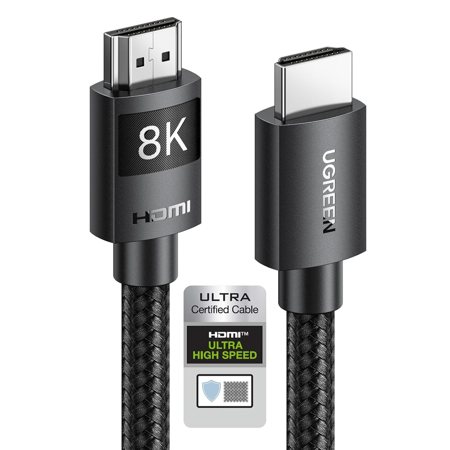 UGREEN HDMI 2.1 Cable Certified 8K 6.6FT Ultra High Speed HDMI Cord Braided 48Gbps 4K@240Hz 10K@60Hz with Dynamic HDR eARC Dolby Atmos HDCP Compatible with PS5 PS4 Xbox Roku TV HDTV Blu-ray Projector