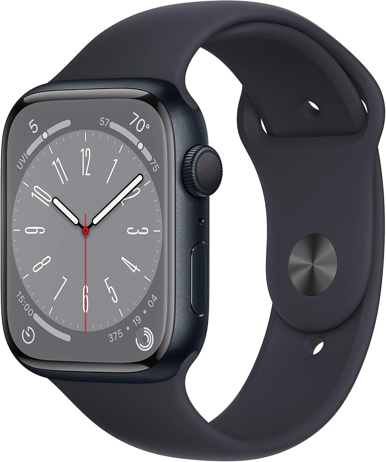 Apple Watch Series 8 [GPS, 45mm] – Midnight Aluminum Case with Midnight Sport Band, M/L (Renewed)