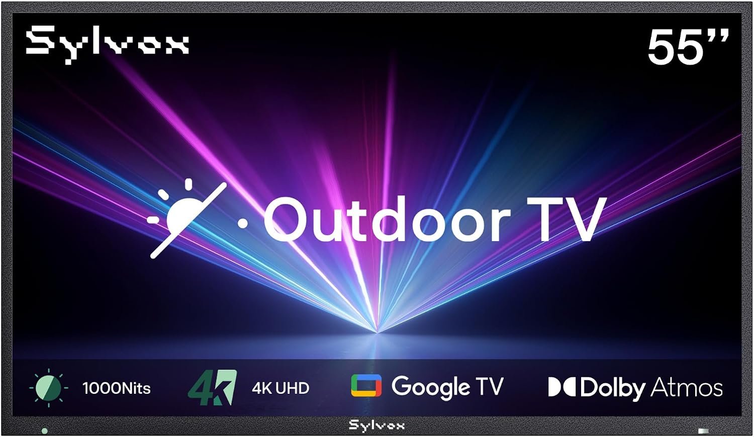 SYLVOX New 55” Outdoor Smart TV, Superior Waterproof Performance, Upgraded Matte Finish for Enhanced Anti-Glare Effect, Full Metal, with Dolby Atmos, 1000nits, Partial Sun Deck Pro 2.0+ Series