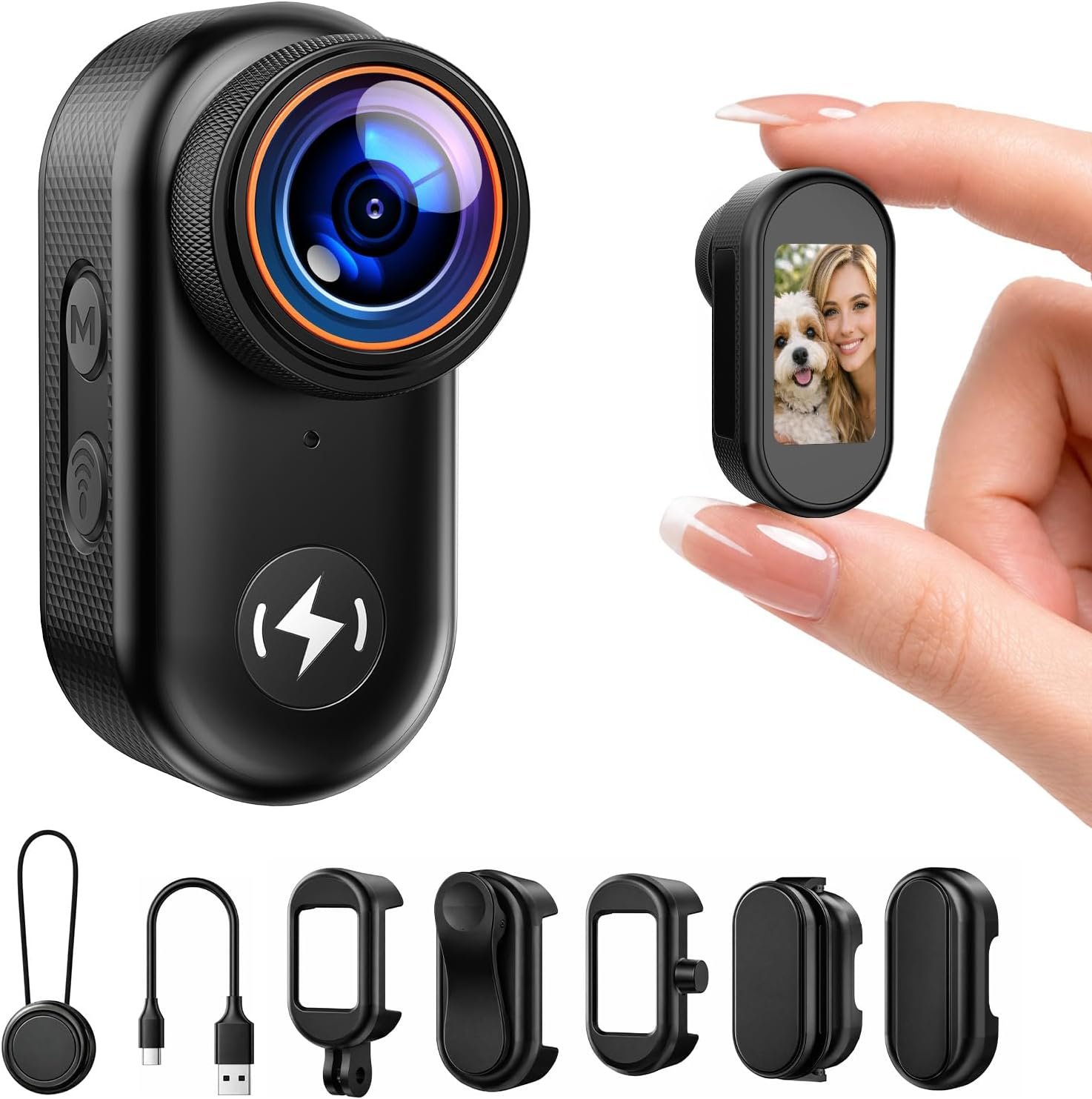 4K Mini Body Camera with 64GB Card, WiFi Thumb Action Camera with 1.47″ Screen, Magnetic Mount Wearable POV Cameras for TikTok YouTube Vlogging, Motorcycle