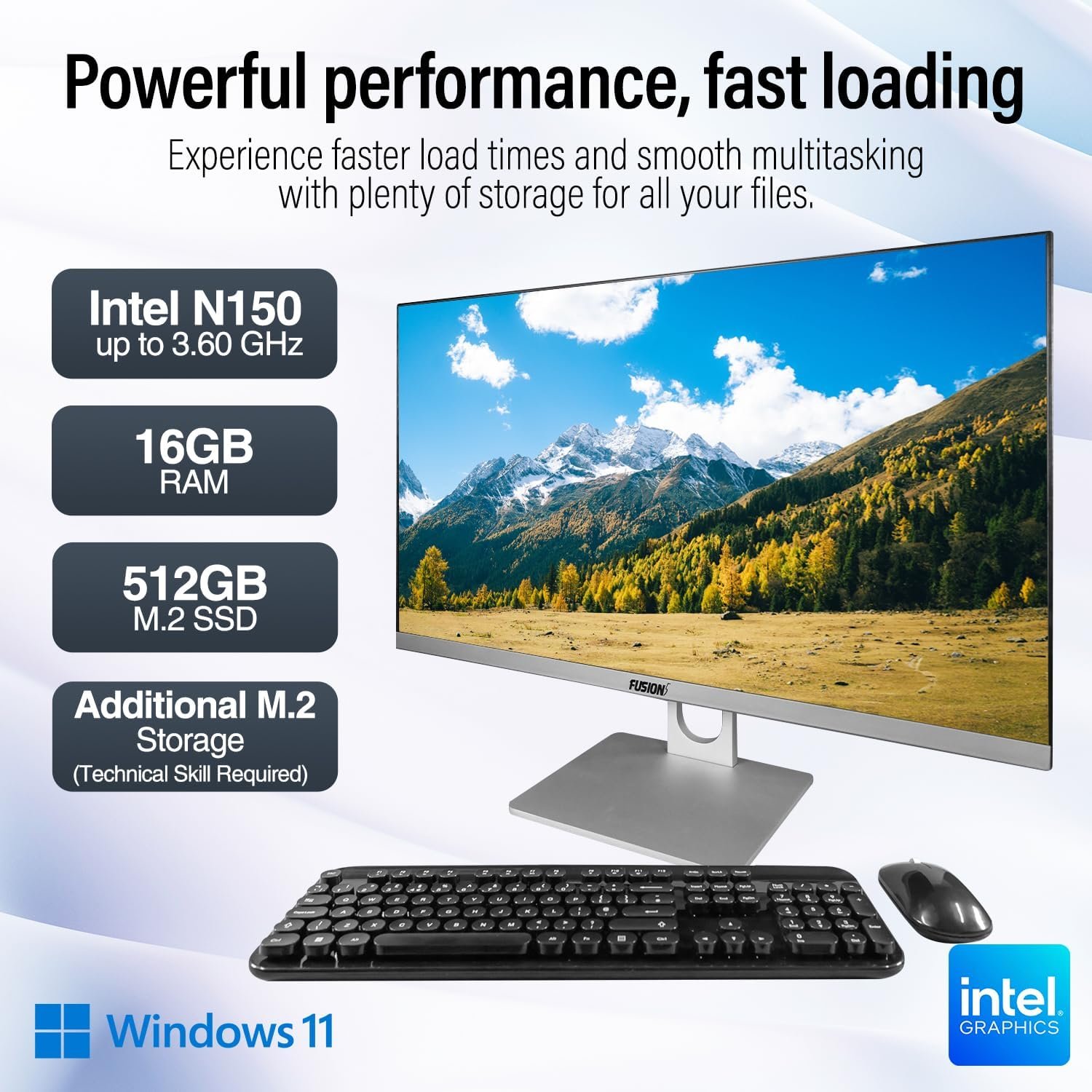23.8″ Full HD All in One PC Desktop Computer (Dec 2025 Release) – 16GB RAM, 512GB SSD, Windows 11, Intel 15th Gen Quad-Core CPU, HDMI, USB 3.0 – AIO PC with Wireless Keyboard, Mouse, 3MP Web Camera