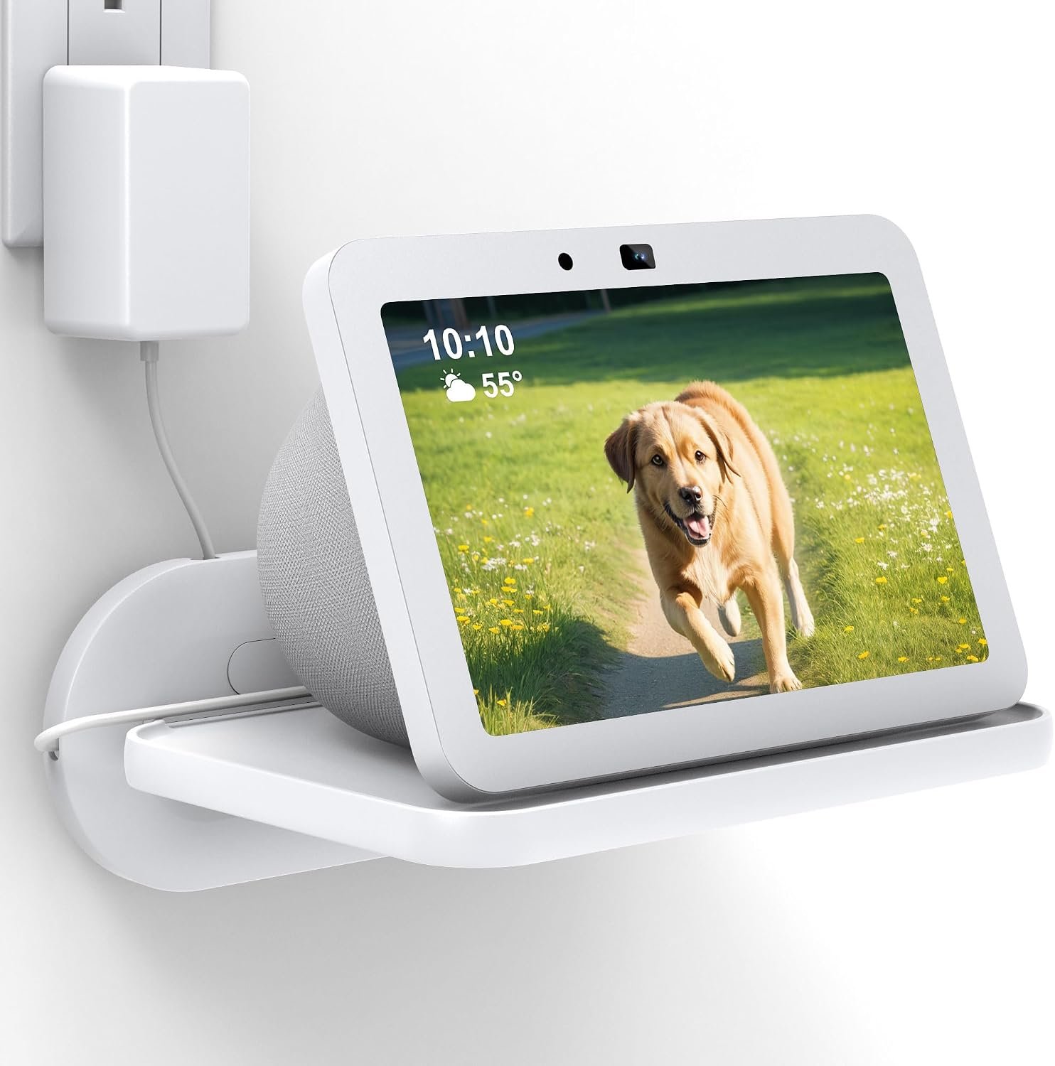 HomeMount Mount for Google Nest Hub Max – Wall Mount Holder Shelf Compaitble with NEST HUB MAX (White)