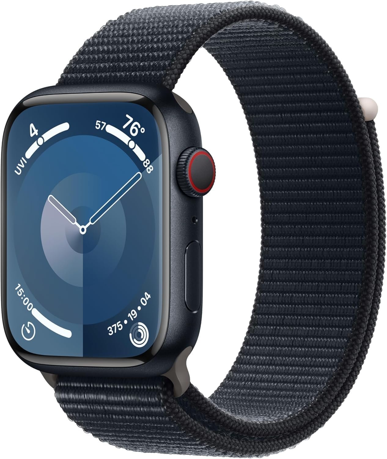 Apple Watch Series 9 [GPS + Cellular, 45mm] – Midnight Aluminum Case with Midnight Sport Loop, One Size, One Size (Renewed)