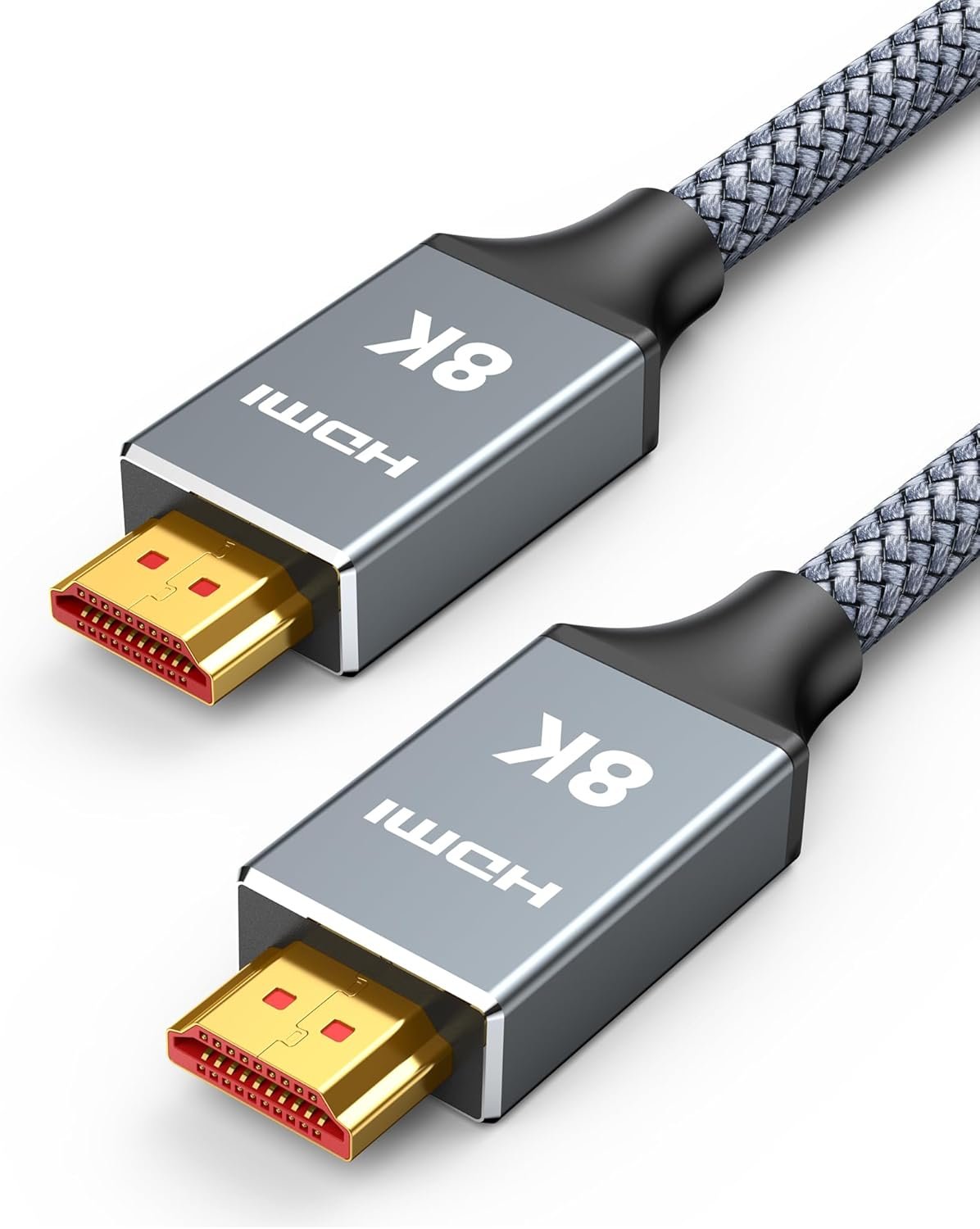 Capshi 2ft 8K 4K@120Hz HDMI Cable 2.1, 48Gbps High Speed Cord for PS5/4, TV, Gaming Console, Monitor, 8K@60Hz, 2K@240Hz, 144Hz, Support HDR, eARC, DTS:X, HDCP 2.2 & 2.3, Braided, Grey