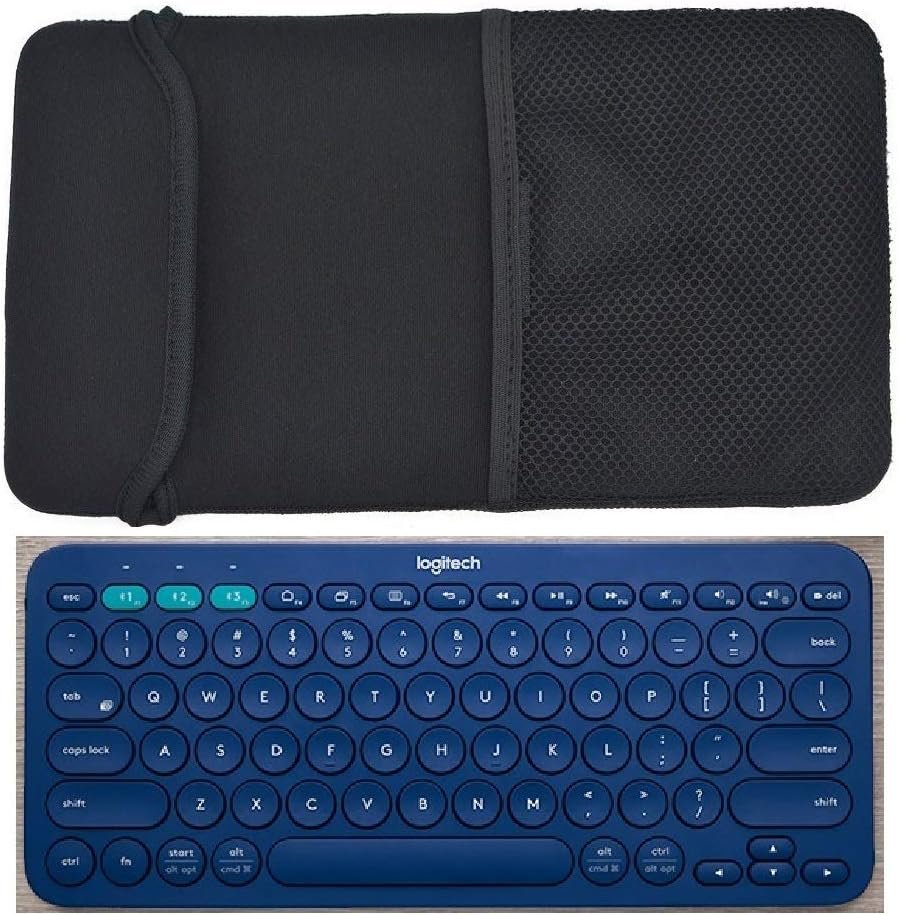 Black Color Neoprene Carrying Protection Sleeve Case Cover for Logitech K380 Multi-Device Bluetooth Keyboard and Arteck HB030B Portable Wireless Keyboard