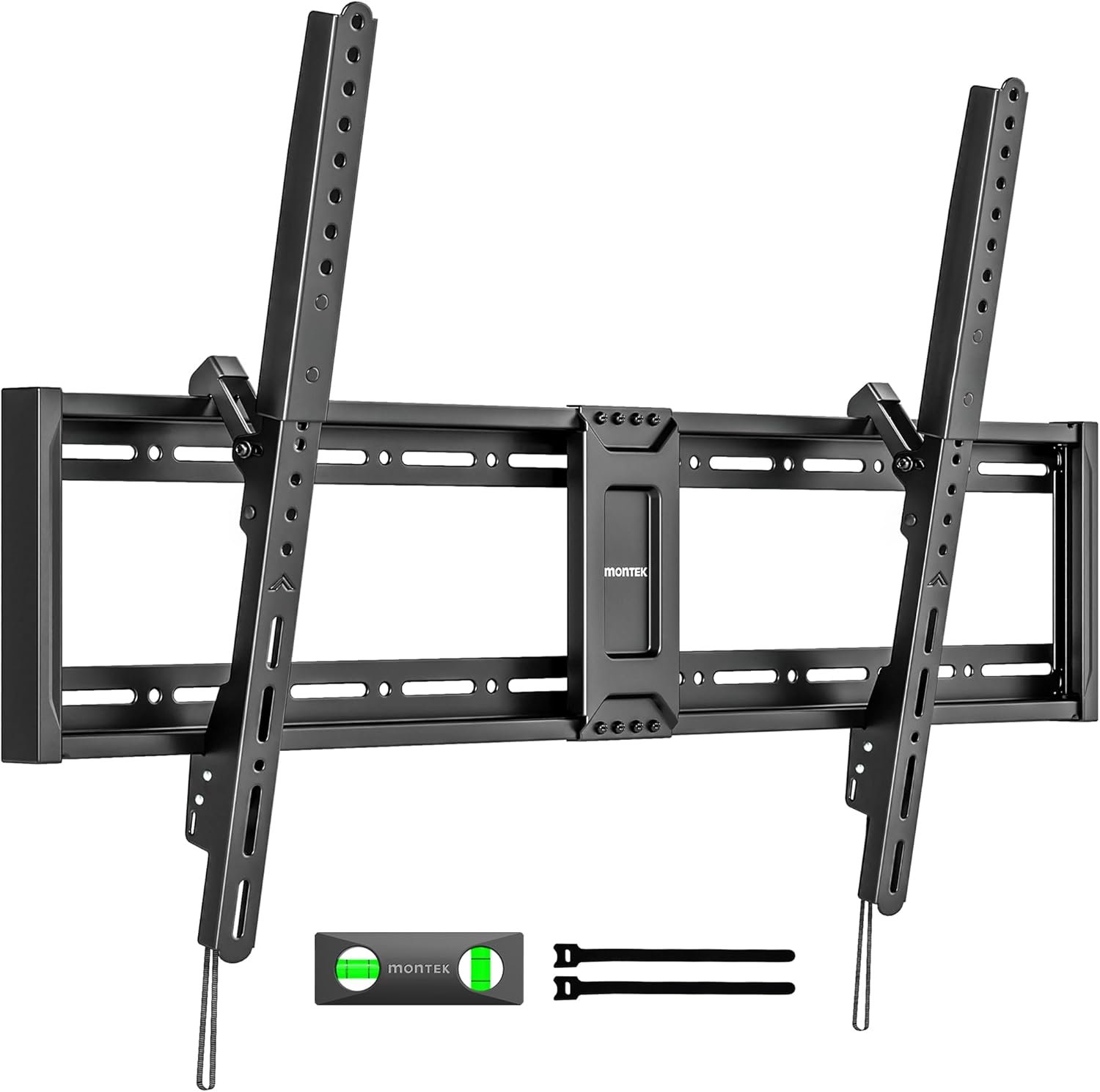 monTEK Heavy Duty Tilt TV Wall Mount for 43–100″ Large Flat & Curved TVs, Holds 200 lbs, Ultra Slim Low Profile Bracket with 8° Tilt, Fits 16″/18″/24″/32″ Wood Studs, Max VESA 800×600, 4× Load Tested