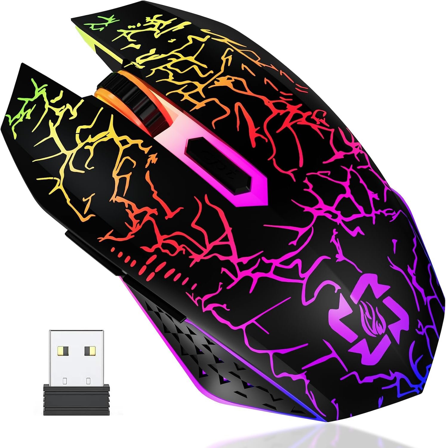 MELOGAGA Wireless Bluetooth Gaming Mouse, RGB Rechargeable, Silent, Black | Dual-Mode Bluetooth & 2.4G, Rechargeable Battery, RGB Lighting, Silent Click, 3 DPI Levels for PC Laptop Desktop Mac