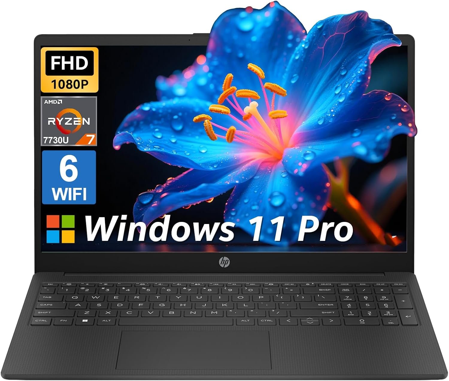 HP Flagship Business Laptop, 15.6″ FHD IPS Display, AMD Ryzen 7 7730U, 20GB RAM, 512GB PCle SSD, Windows 11 Pro, Copilot AI, WiFi 6, Bluetooth, Numeric Keyboard, with Patented Accessories, Black