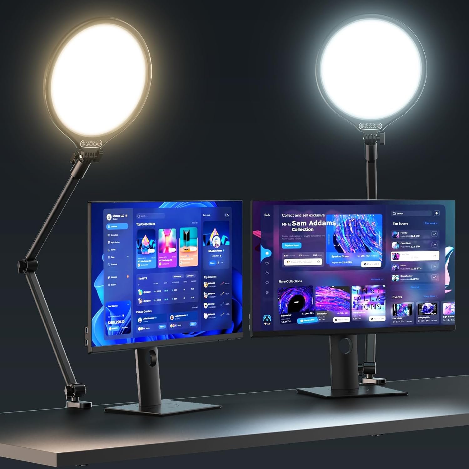 UBeesize 10″ Key Light for Streaming, Desk Ring Light with Adjustable Arm, Zoom Lighting for Home Office, Gaming, Podcast, Video Calls, and Recording