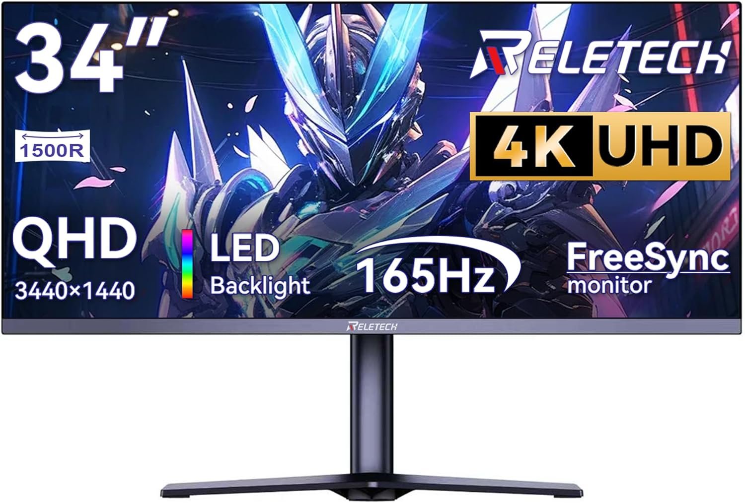 34 Inch Curved Ultrawide Gaming Monitor,21:9 WQHD (3440×1440) 165Hz 1ms 1500R Curved Monitor, 120% sRGB, Support Freesync,2 HDMI & 2 DP, Equipped with LED Backlight, VESA Mount (G34WQ)