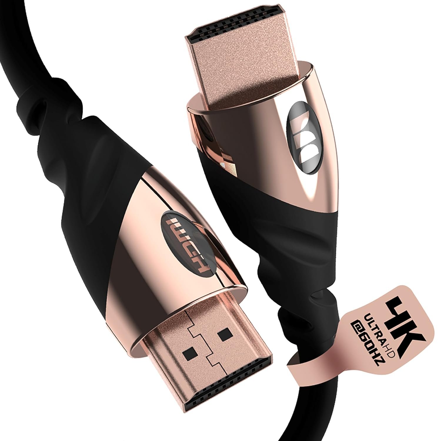 Monster Rose Gold HDMI Cable 4K UHD 4 ft, Ultra High Speed 21 Gbps, 60/120 Hz, HDR, 24K Gold-Plated Connectors, Duraflex Jacket, Compatible with Xbox Series X, PS5, Nintendo, Apple TV