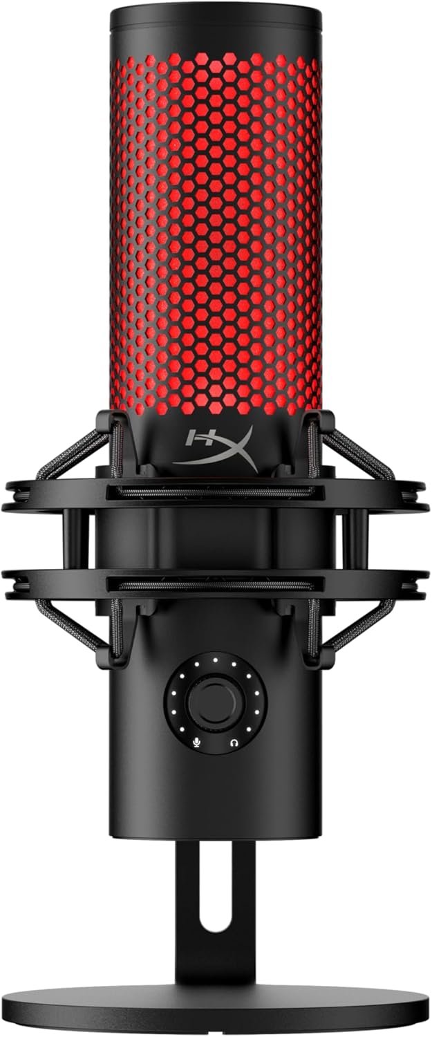 HyperX QuadCast 2 – USB Microphone for Gaming, Streaming and Podcasting, with On-Board Controls, LED Lighting, Removable Shock Mount, PC, Mac, PS5, PS4, USB-C – Black