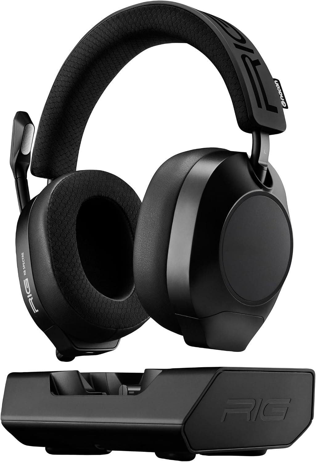 RIG R8 Spectre PRO HX Wireless Gaming Headset for Xbox Series X|S, Xbox One, PC, Mobile; Graphene Drivers, 3D Audio, Noise-Canceling Mic, Dual 2.4GHz / Bluetooth, 60-Hr Battery, RGB Charging Base