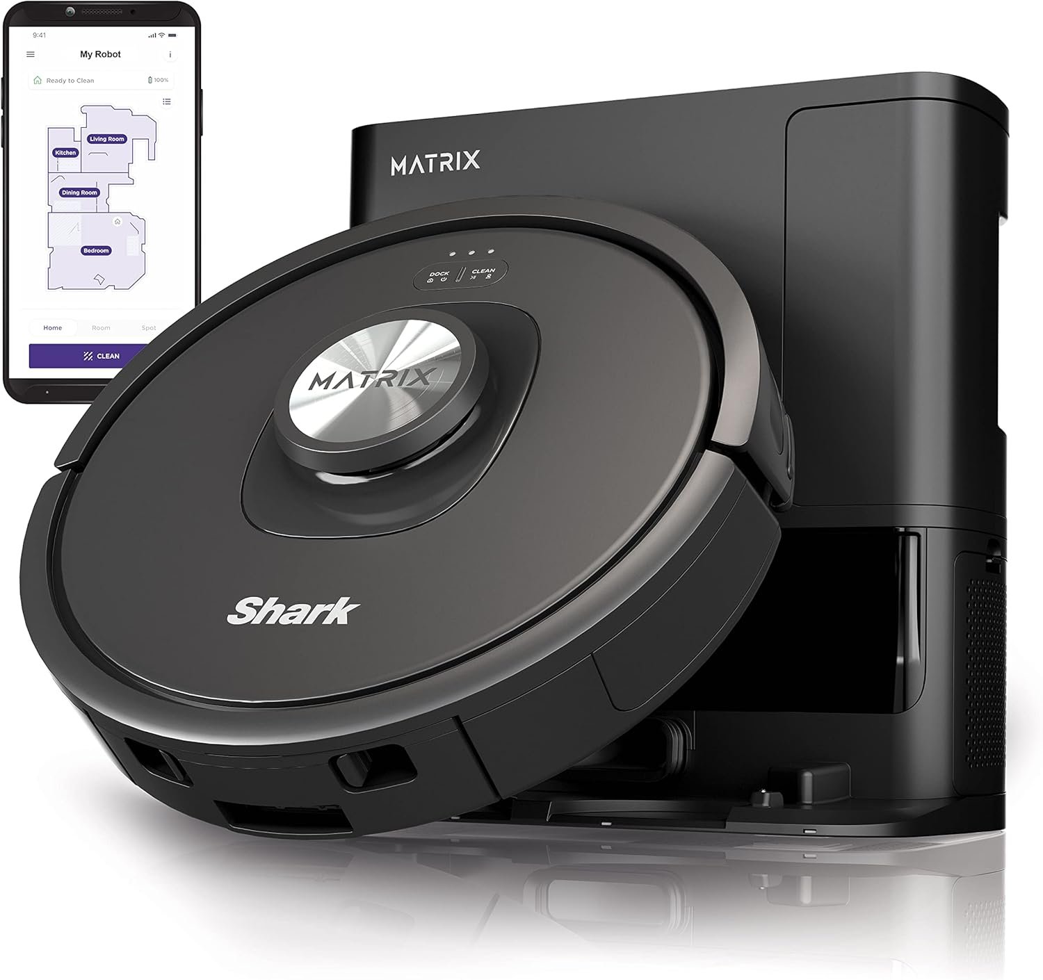 Shark R-RV2310AE Matrix Self Empty Robot Vacuum for Carpets & Hardfloors with 45-Day Capacity Self-Cleaning Bagless Base – Certified Refurbished