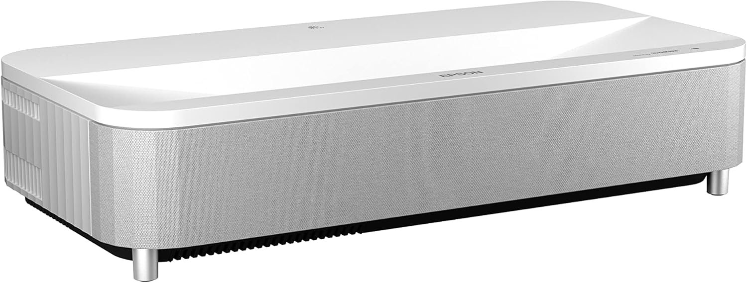 Epson LS800 Ultra Short Throw 3-Chip 3LCD Smart Streaming Laser Projector, 4,000 Lumens of Color and White Brightness, 4K PRO UHD, HDR, Android TV, 2.1ch Yamaha Built-in Speakers – White
