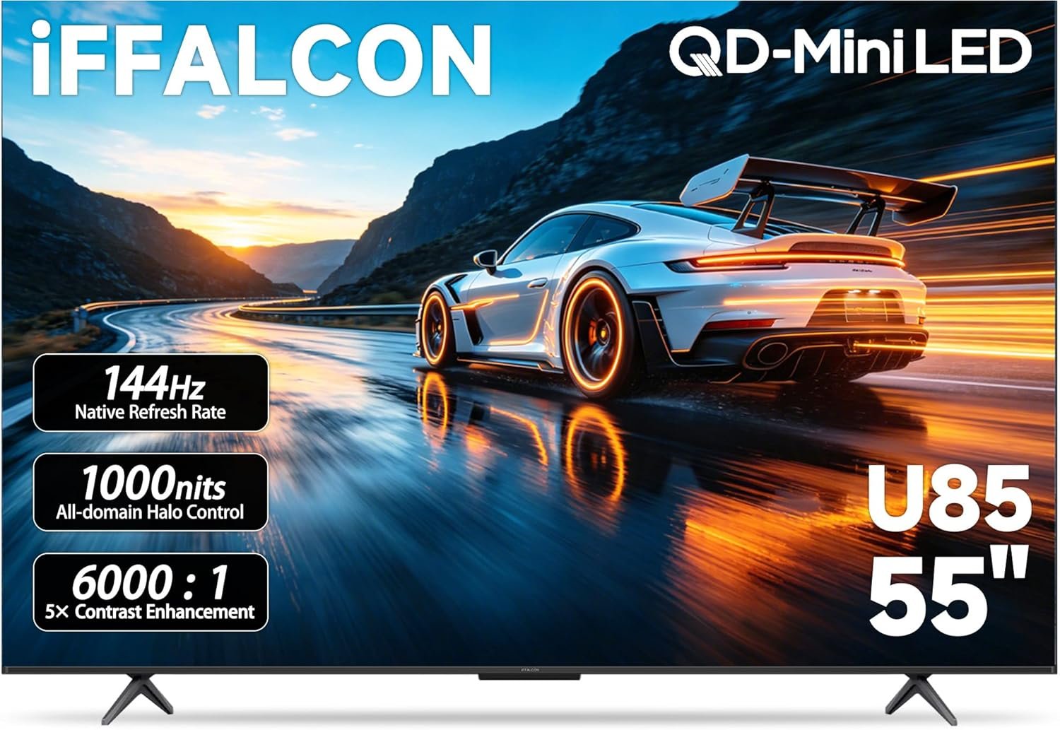 iFFALCON 55″ 4K MiniLED Smart TV | Compatible with Xbox & PS5, 4X HDMI 2.1 | Hotel, Home & Office Use | 144Hz VRR 240Hz, Dolby Vision Gaming, Dolby Atmos, IMAX Enhanced, Google TV, Alexa | 55U85
