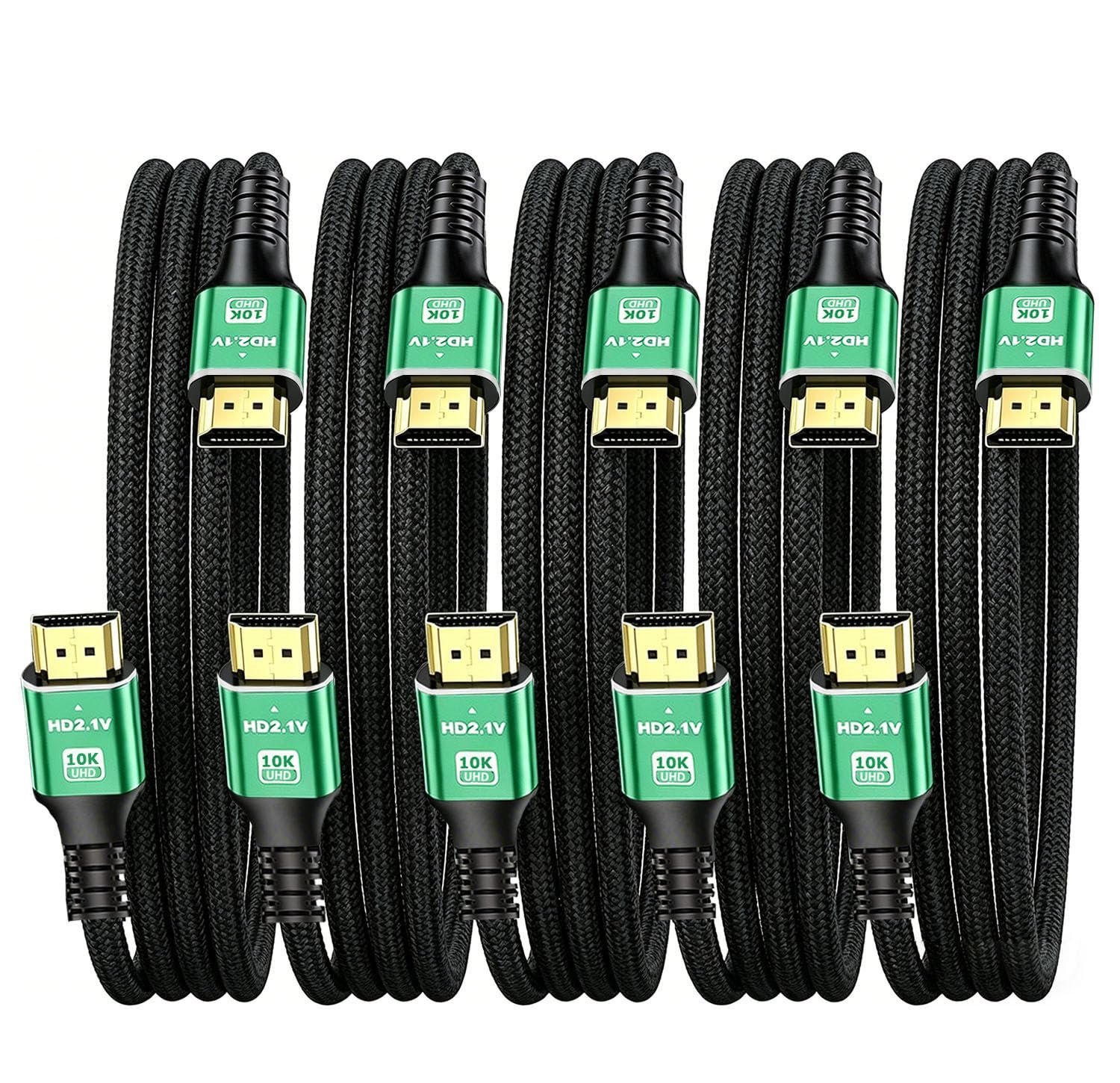 10K 8K HDMI Cable, HDMI 2.1 Cable Bulk Ultra High Speed 48Gbps 8K@60Hz, 4K@120Hz Braided HDMI Cord eARC, HDR10 for PS5/PS4, Roku TV, Monitor, HDTV, Blu-ray, Laptop