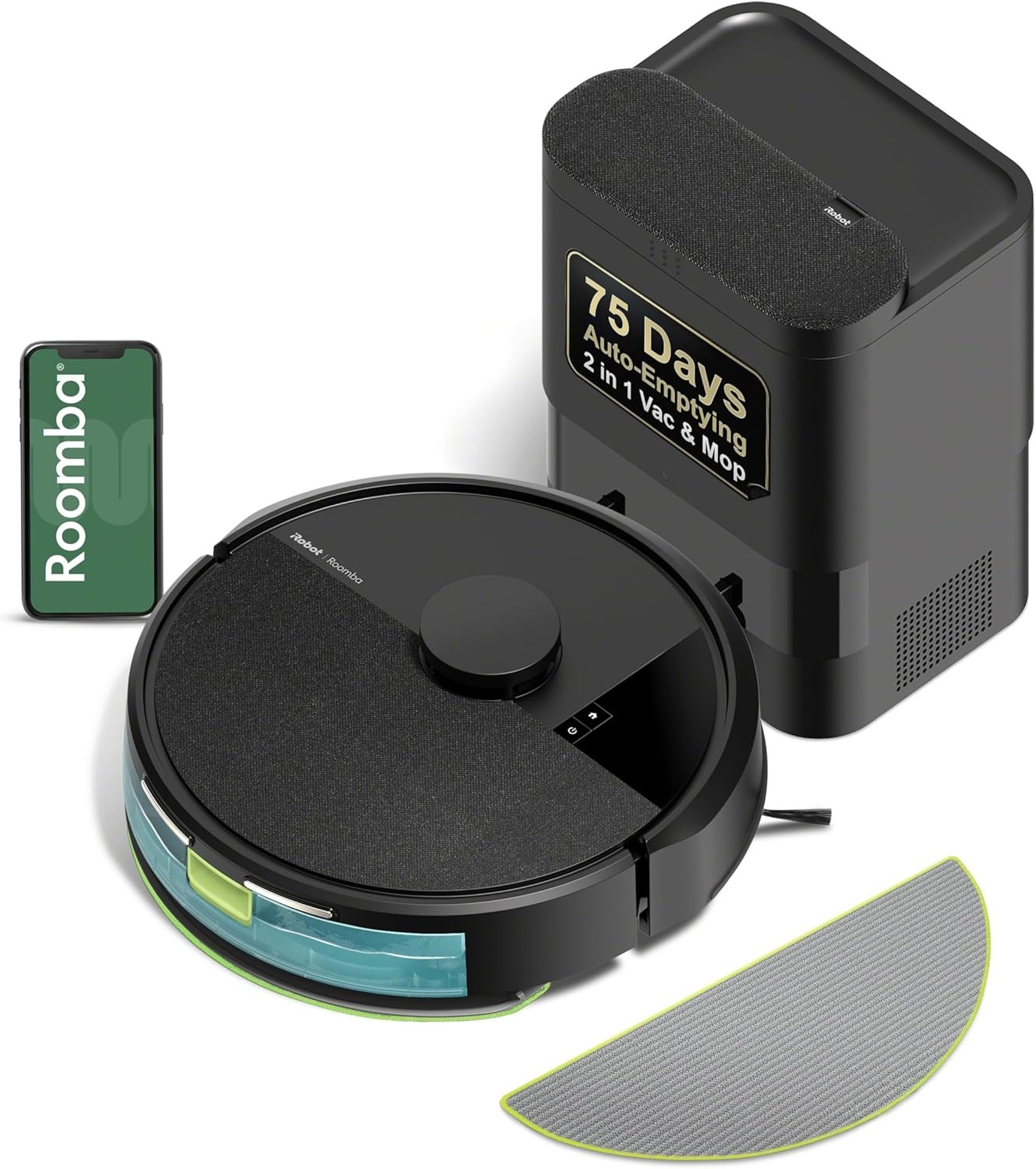 iRobot Roomba 105 Combo Robot Vacuum & Mop with AutoEmpty Dock – Self-Empties for 75 Days, Intense Power-Lifting Suction, LiDAR Navigation, Multiple Cleaning Modes, Avoids Mopping Carpet