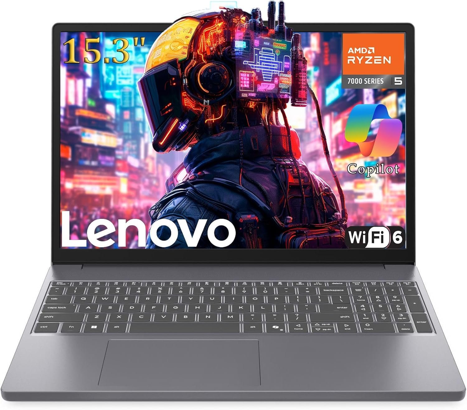 Lenovo 15″ Gaming Laptop Computer, AMD Ryzen 5 7535HS 6-Core, 8GB DDR5 RAM, 256GB PCIe SSD, FHD+ Display, WiFi 6, Bluetooth 5.3, Webcam, Luna Grey, Windows 11 Home