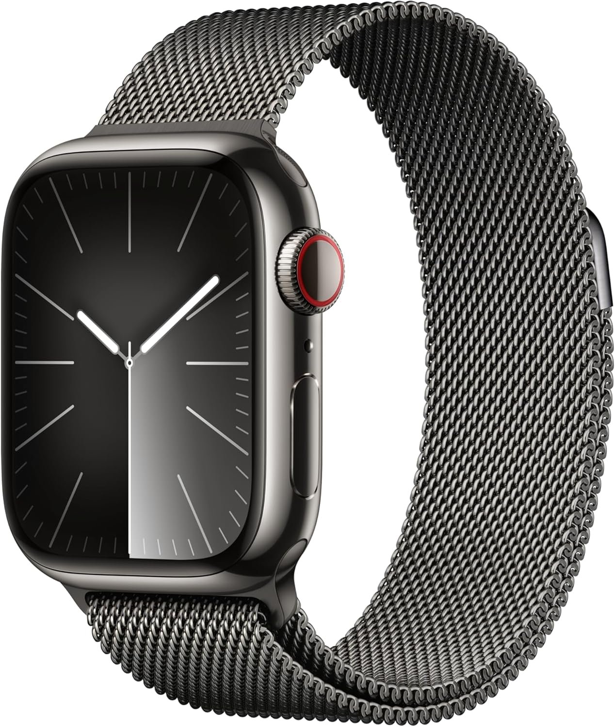 Apple Watch Series 9 [GPS + Cellular 41MM] – Graphite Stainless Steel Case with Graphite Milanese Loop, One Size (Renewed)