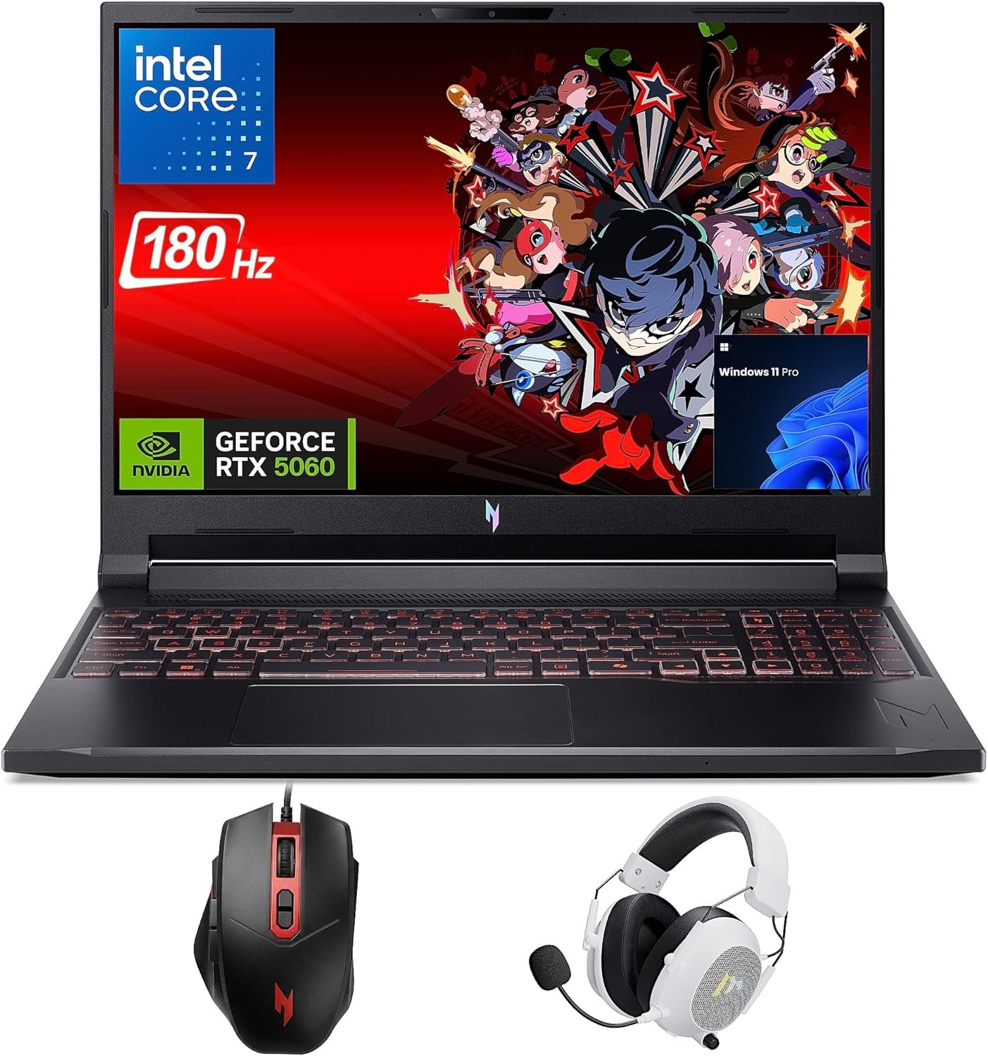 Acer Nitro V16 Gaming Laptop, 16″ WUXGA IPS 180Hz (100% sRGB), Intel 10-Core 7 240H, 32GB DDR5 1TB Gen4 SSD, GeForce RTX 5060 DLSS4, Backlit Keyboard, RJ 45, SD Card Slot, Win 11 Pro with Accessory