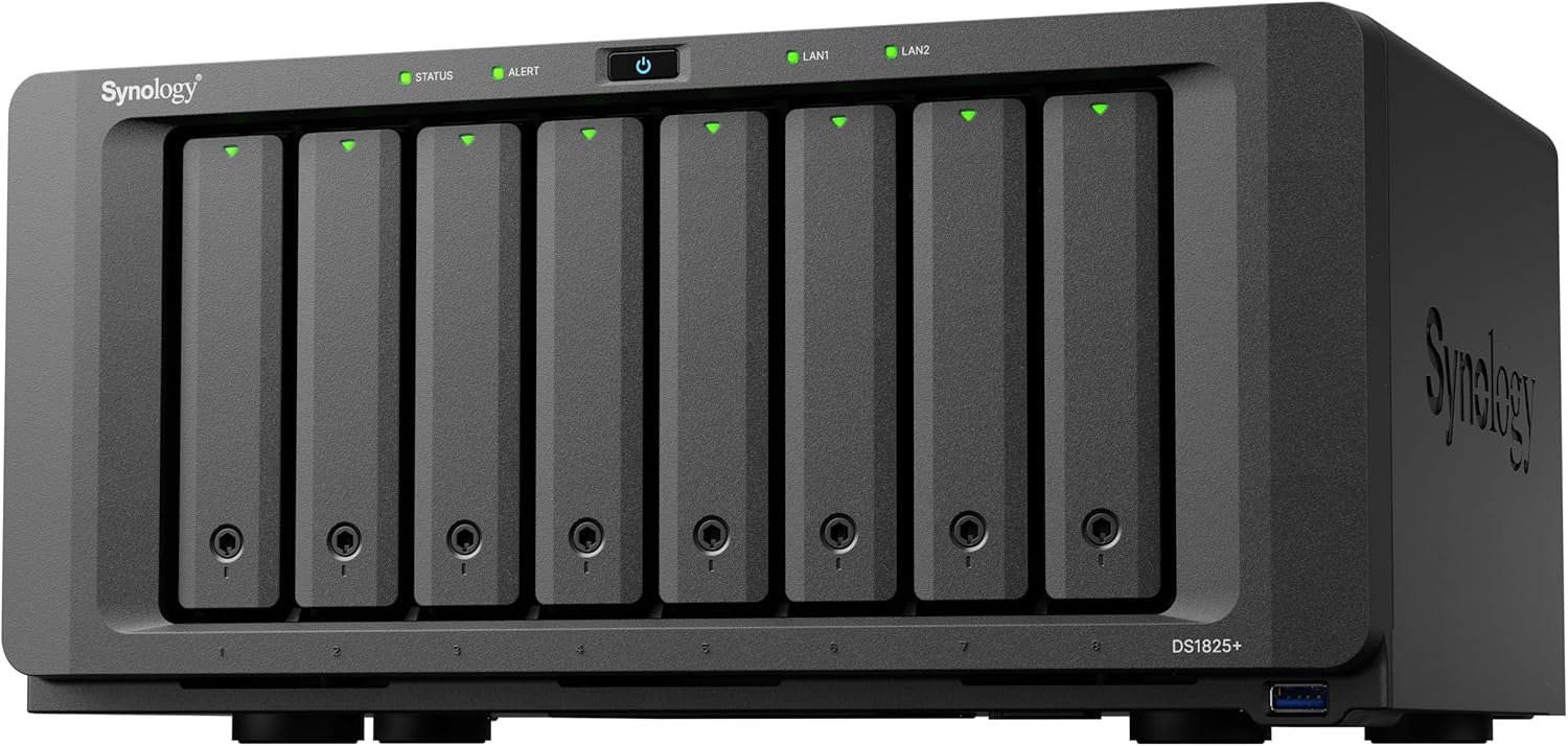 Synology DS1825+ Enterprise Video Production & Storage – Scale to 360TB, 25GbE Speed & Mission-Critical Reliability (8-Bay Diskless NAS)