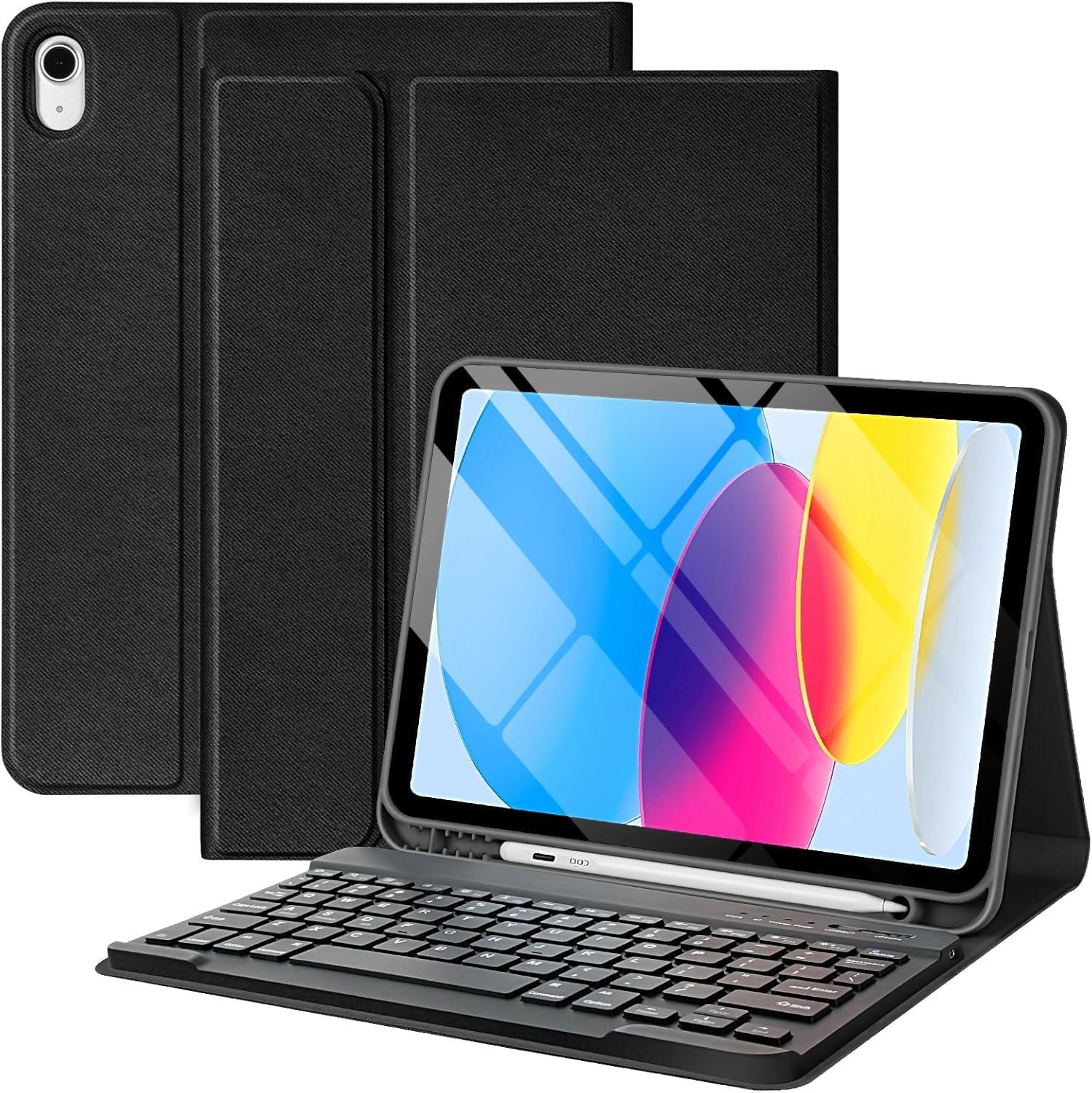 COO for iPad A16 11th 10th Generation Case with Keyboard, Detachable Wireless Bluetooth Keyboard Case with Pencil Holder for iPad 11 inch 2025 10th Gen 10.9 Inch 2022 – Black