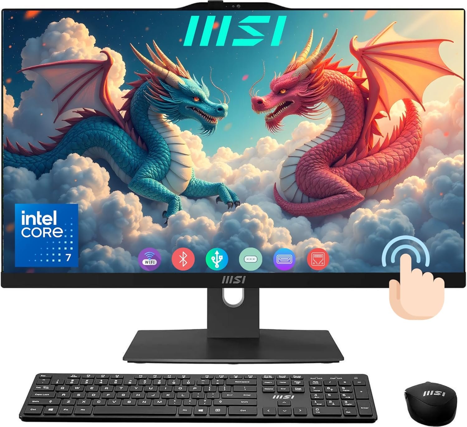 msi Modern 24″ All-in-One Touchscreen Desktop, 10-core Intel Core 7 150U CPU(5.4GHz), IPS FHD (1920X1080) Display, 16GB DDR5 RAM, 512GB SSD Plus 1TB HDD, HDMI in&Out Wireless KB& Mouse, Win 11, Black