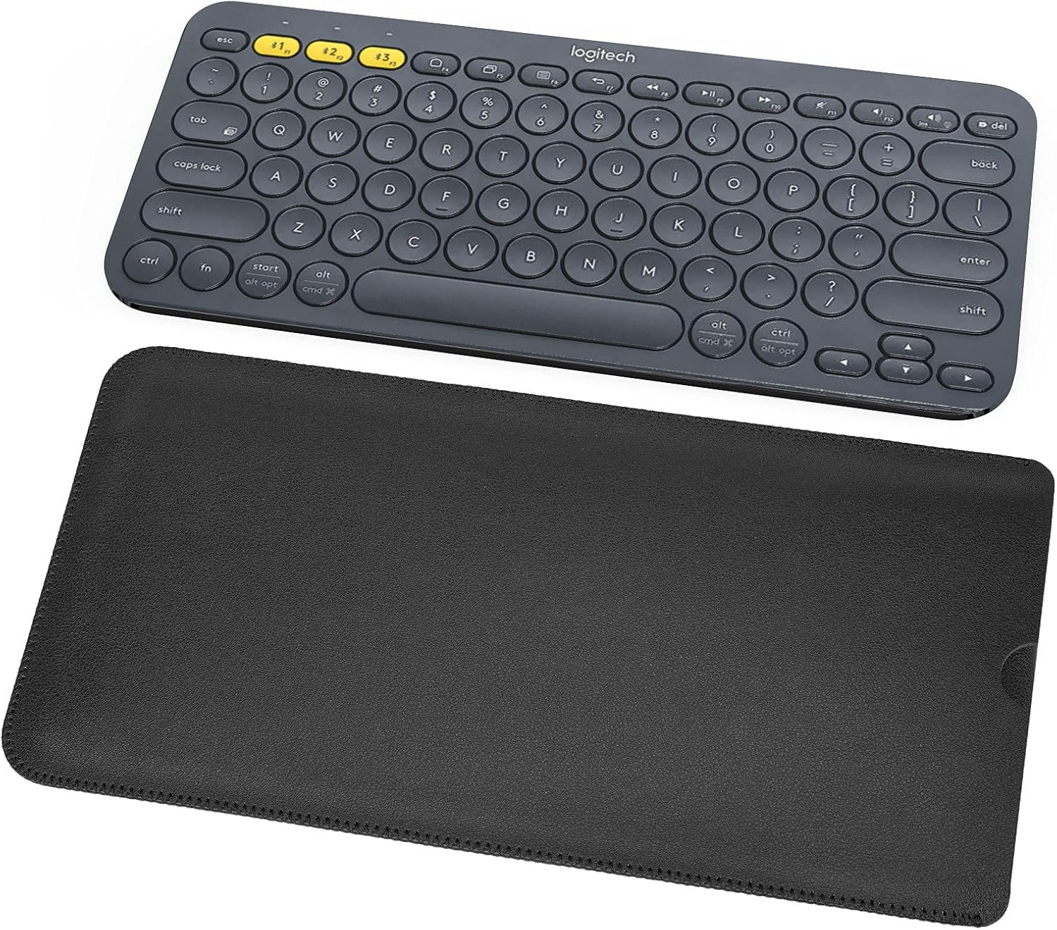 CASEDAO PU Leather Keyboard Cover Sleeve Case for Logitech Pebble 2/Pebble Keys 2 K380s, Logitech K380 Multi-Device Keyboard Case Protector-Black