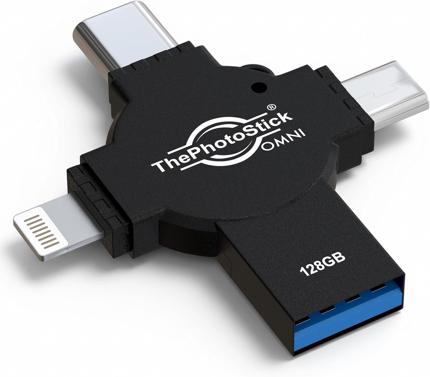 ThePhotoStick® Omni X – 128GB – Secure Photo & Video Backup and Transfer | Digital File Organization | USB & Multiport Connection for Phones, Tablets and Computers | Portable Memory | External Storage