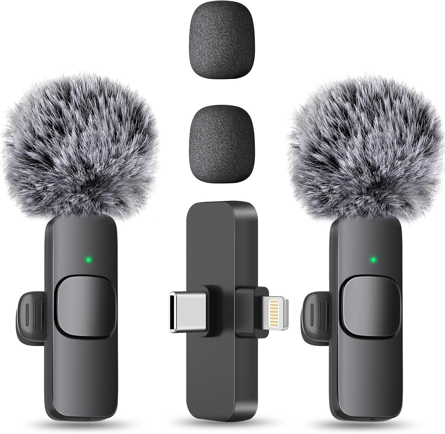 MAYBESTA Wireless Mini Microphone for iPhone, Android Phone – 2 Pack Lavalier Lapel Mic for Audio Video Recording – Clip on Content Creator Microphones for YouTube Tiktok Podcast Vlogging